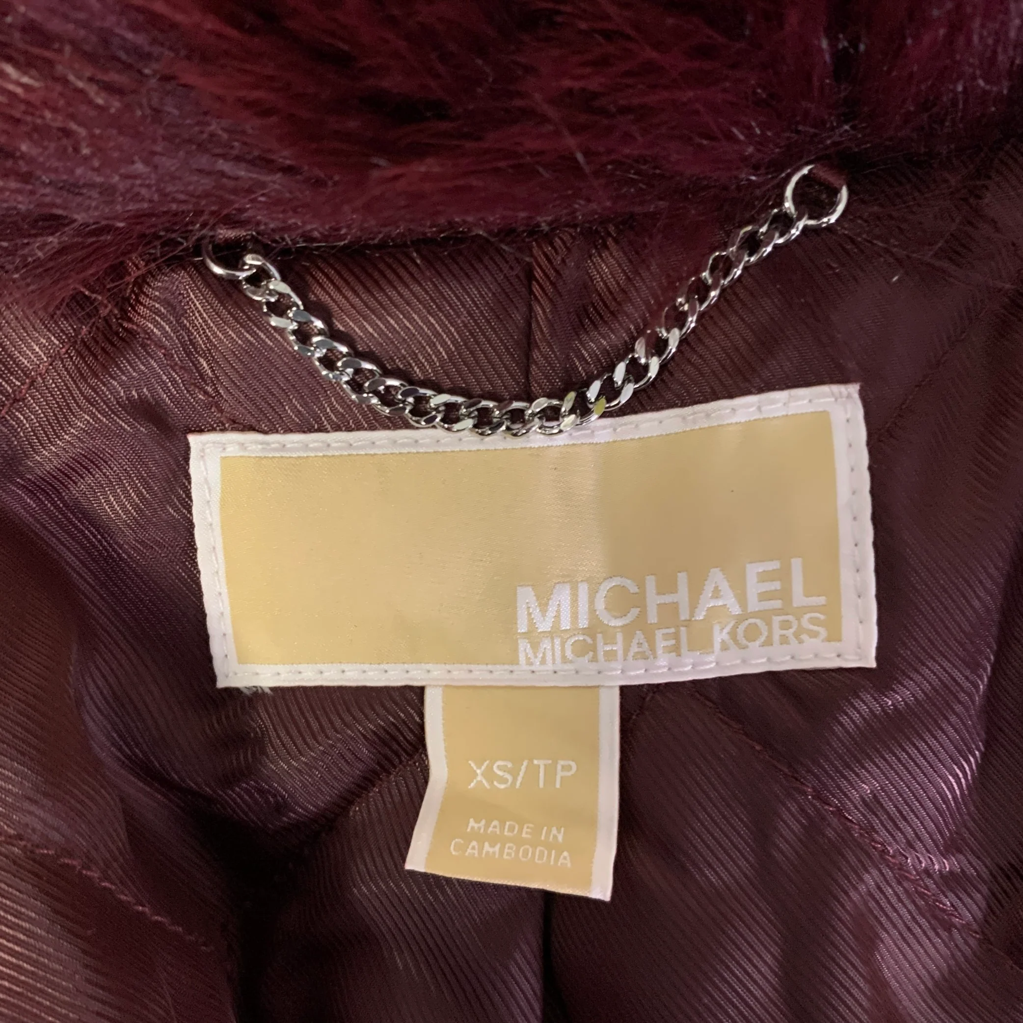 MICHAEL by MICHAEL KORS Size XS Burgundy Polyester Faux Fur Jacket - Image 5