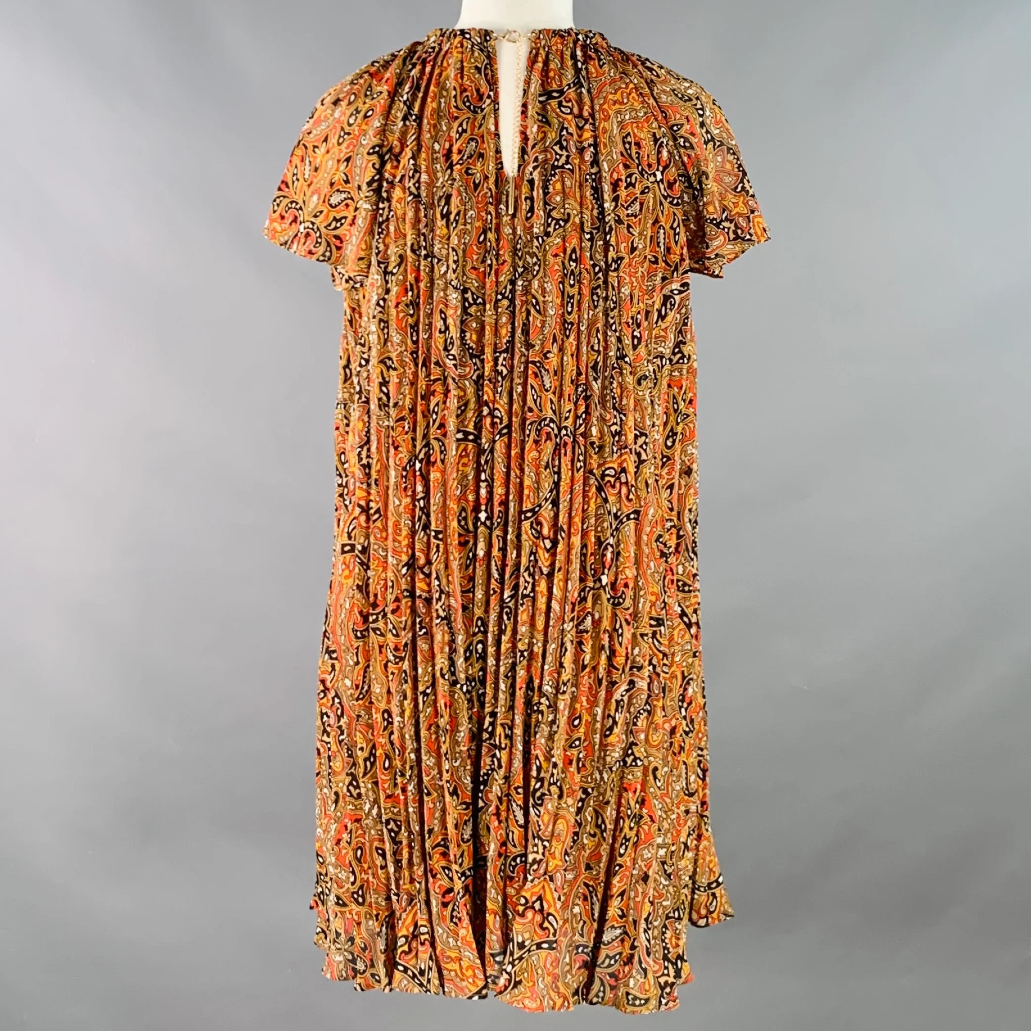 MICHAEL by MICHAEL KORS Size XS Orange Black Polyester Accordion Pleated Cocktail Dress - Image 5