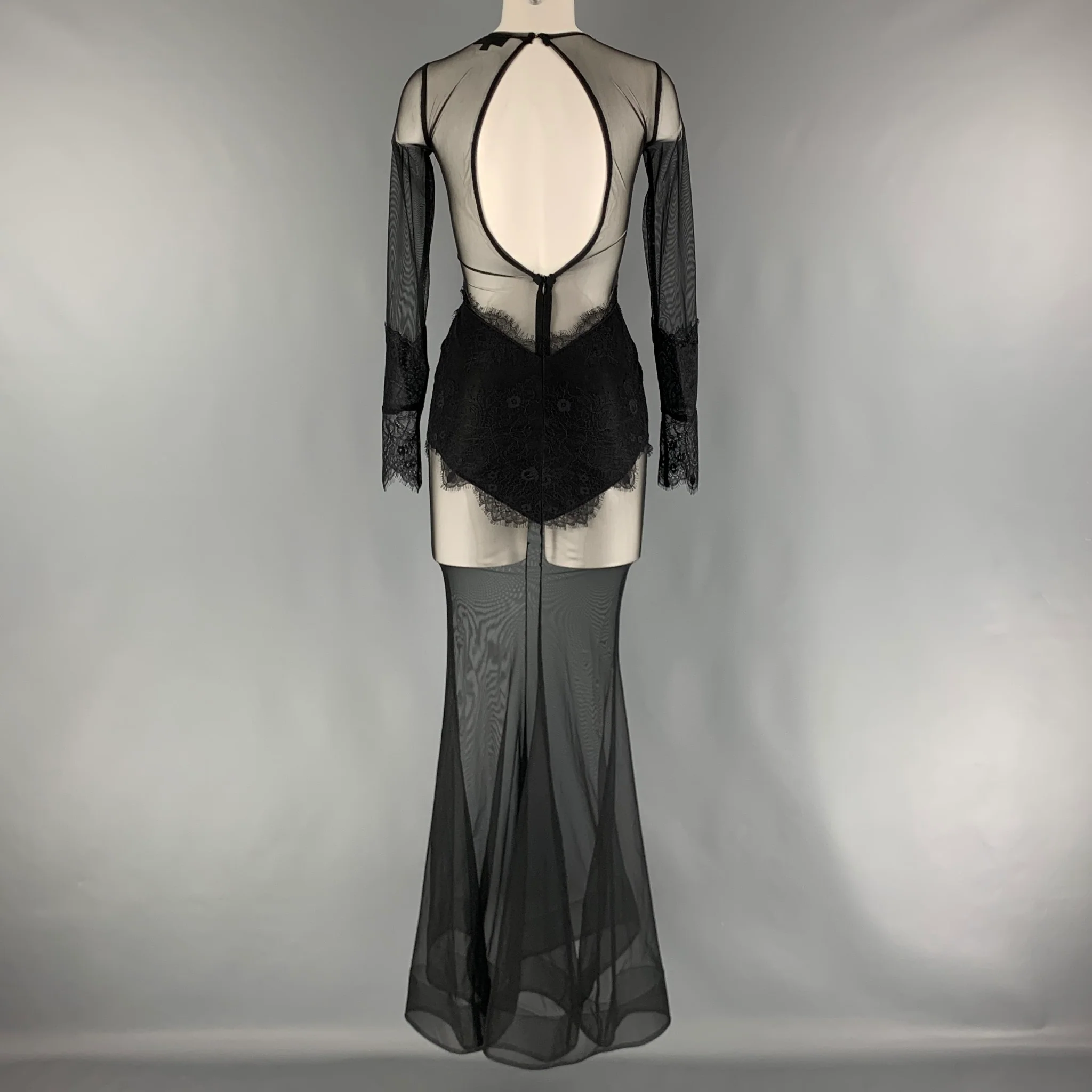 MICHAEL COSTELLO x REVOLVE Size XXS Black Polyester Spandex Sheer Gown Dress - Image 4