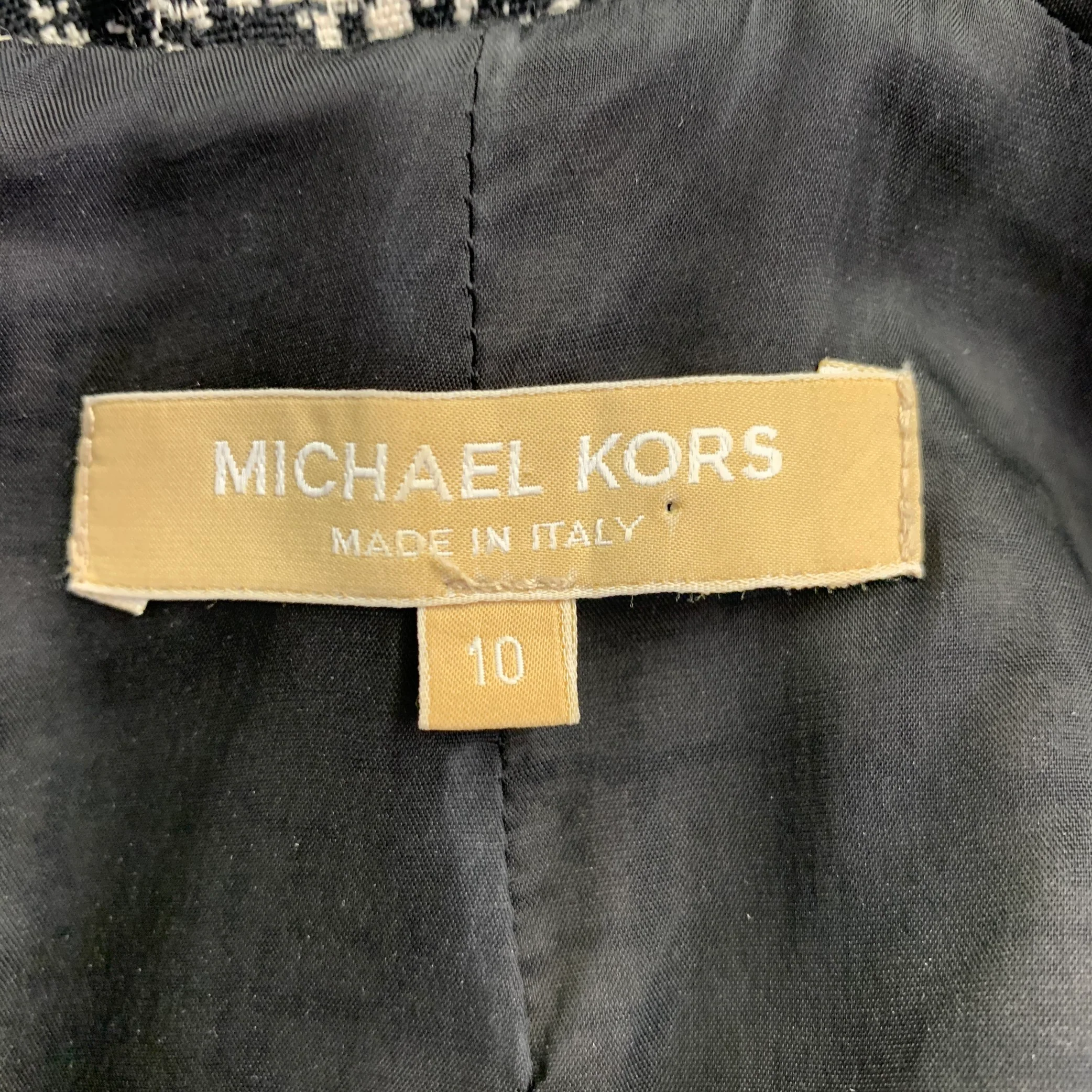 MICHAEL KORS COLLECTION Size 10 Black White Wool Tweed Shift Dress Jacket Set - Image 12