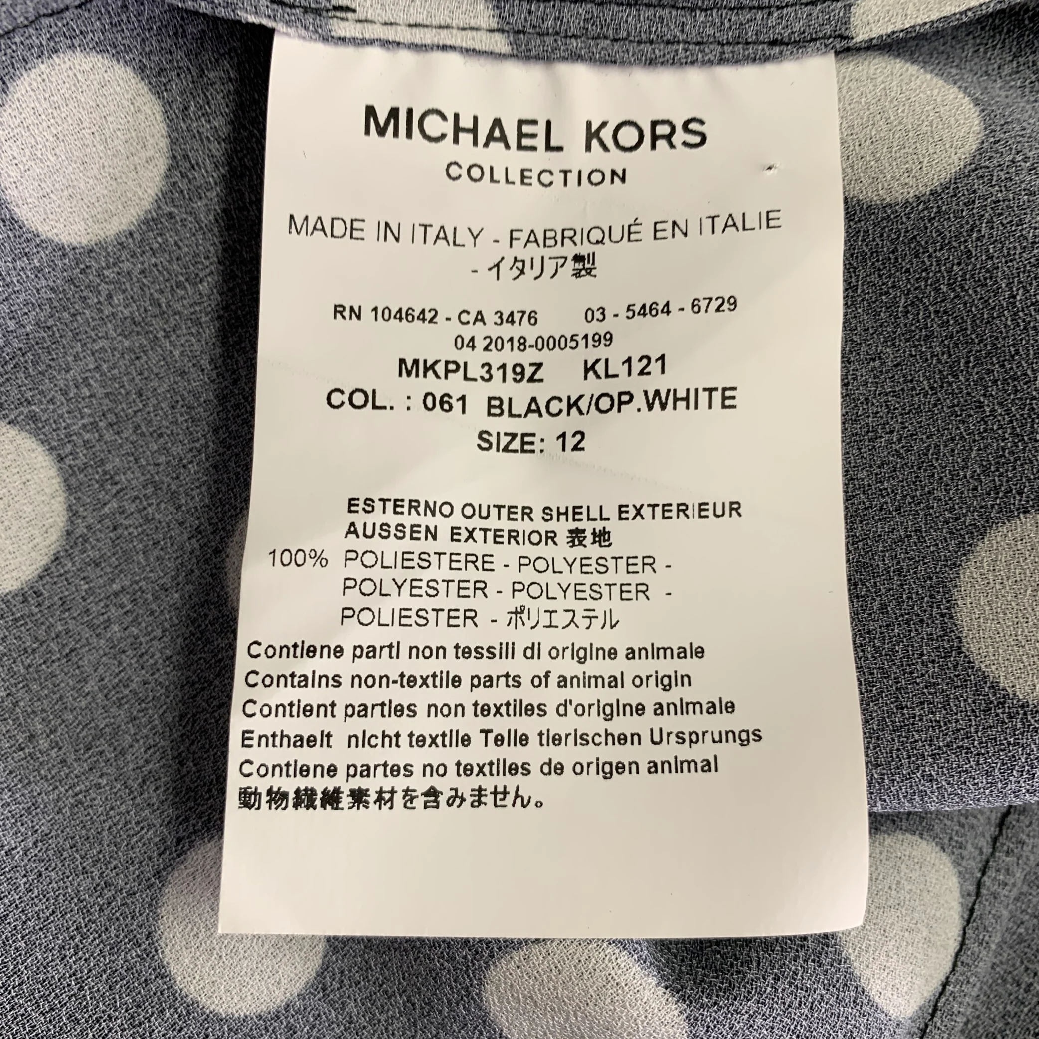 MICHAEL KORS COLLECTION Size 12 Black White Polyester Polka Dot Shirt - Image 6