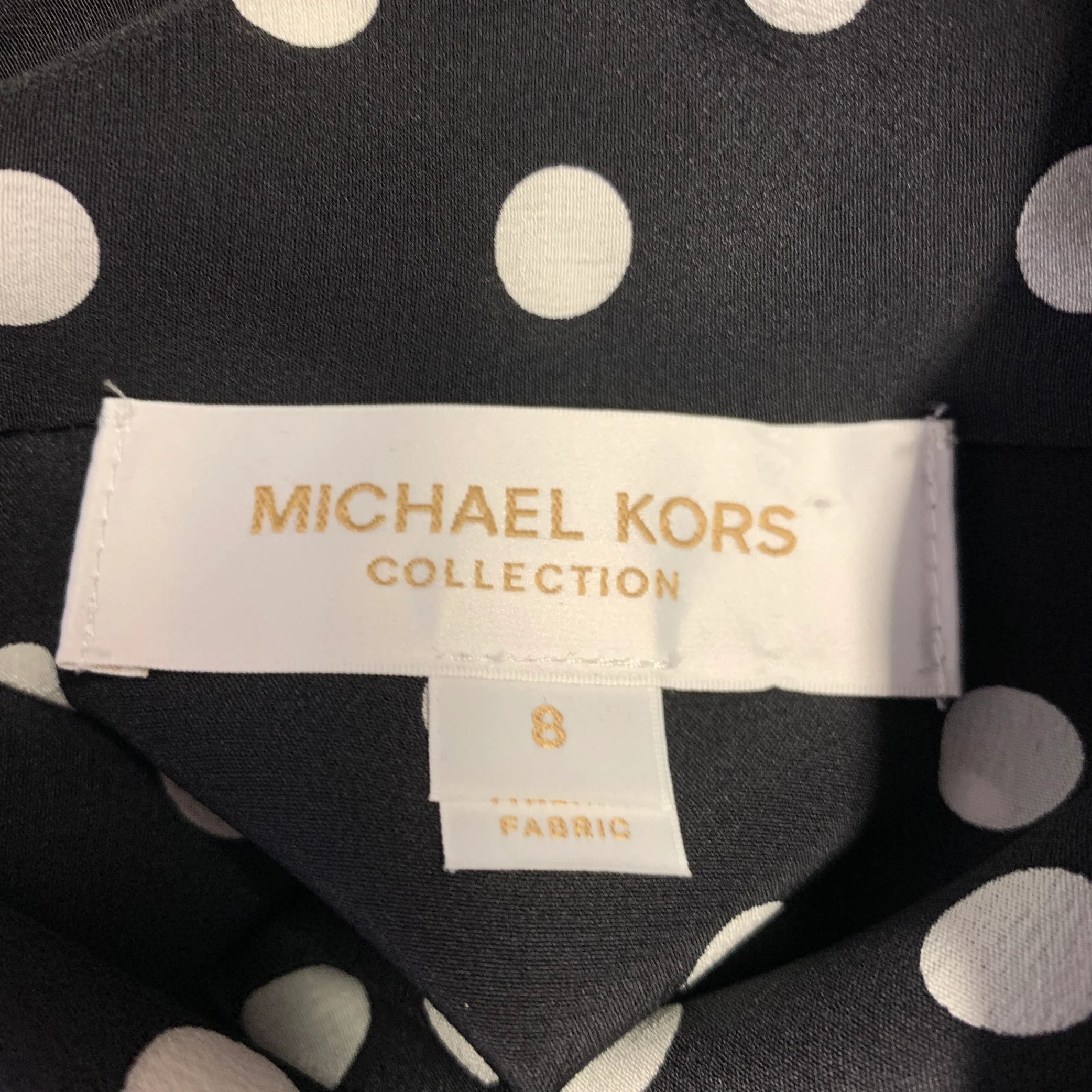 MICHAEL KORS COLLECTION Size 8 Black White Polka Dot Bow Shirt - Image 5
