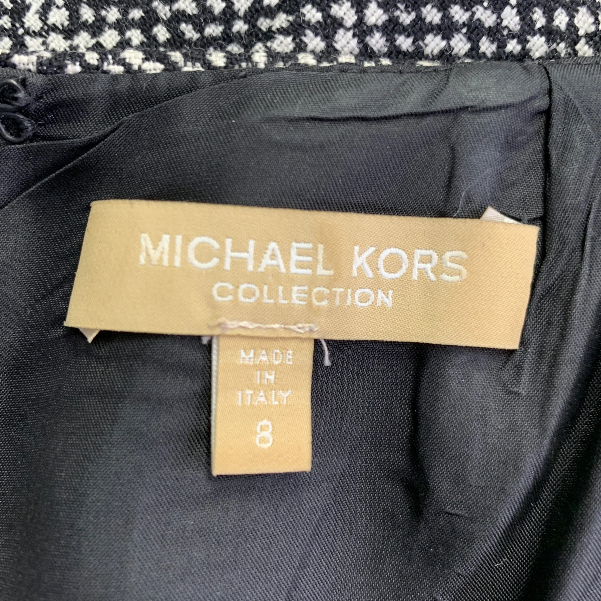 MICHAEL KORS COLLECTION Size 8 Black White Wool Blend Tweed Dress Jacket Set - Image 12