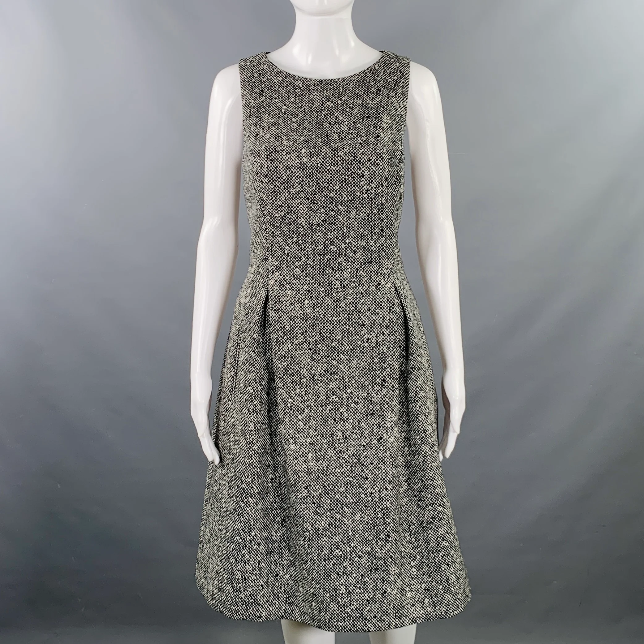MICHAEL KORS COLLECTION Size 8 Black White Wool Blend Tweed Dress Jacket Set - Image 5