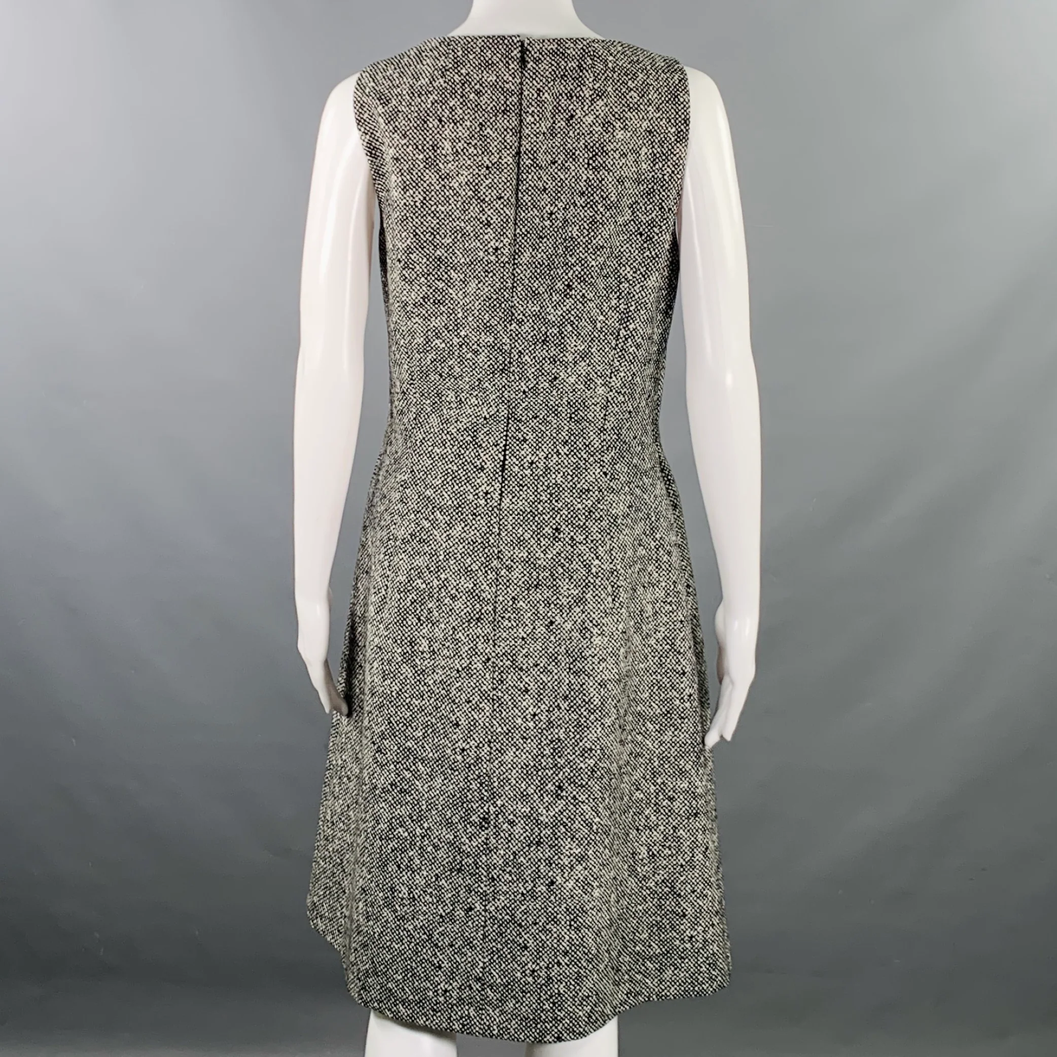 MICHAEL KORS COLLECTION Size 8 Black White Wool Blend Tweed Dress Jacket Set - Image 7