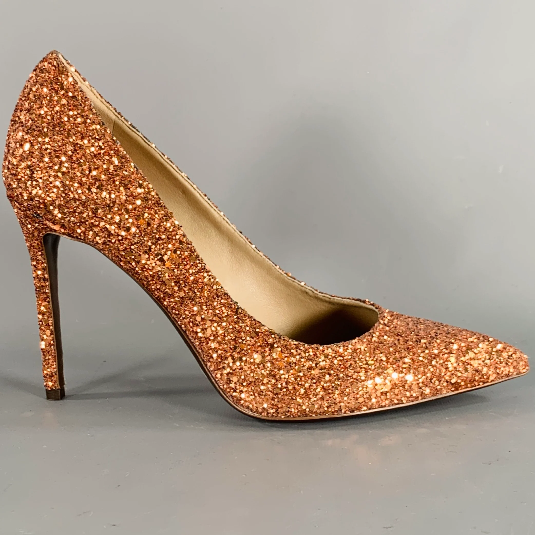MICHAEL KORS COLLECTION Size 9.5 Copper Glittered Leather Trim Stiletto Pumps - Image 2