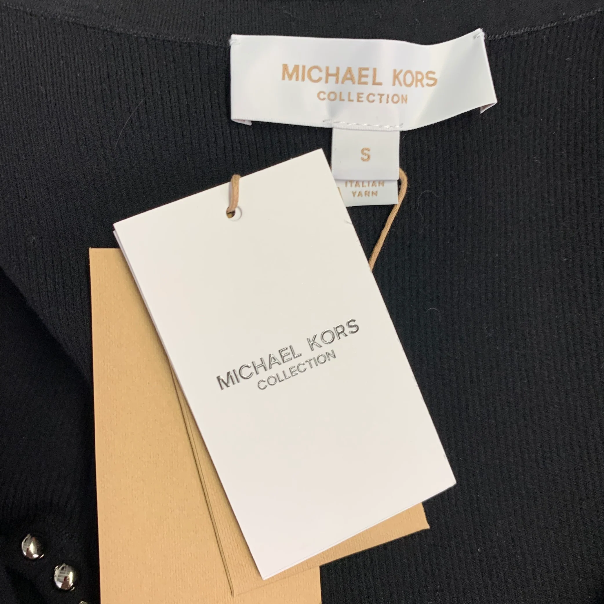 MICHAEL KORS COLLECTION Size S Black Silver Viscose Blend Rib Knit Studded Tank Casual Top - Image 5
