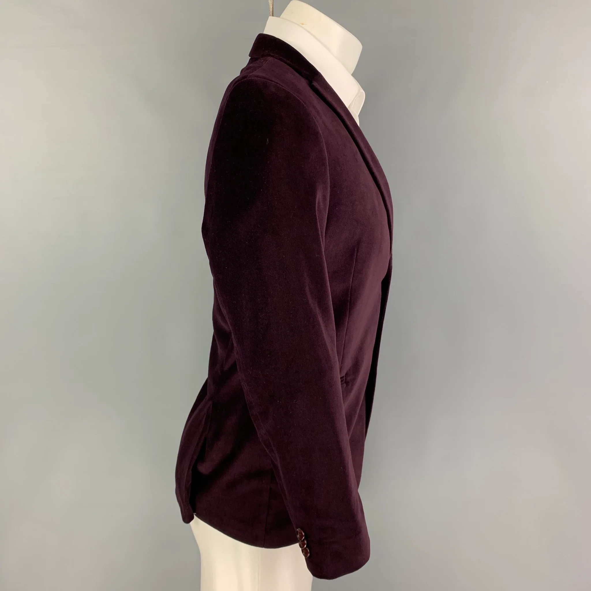 MICHAEL KORS Size 36 Purple Velvet Cotton Sport Coat - Image 2