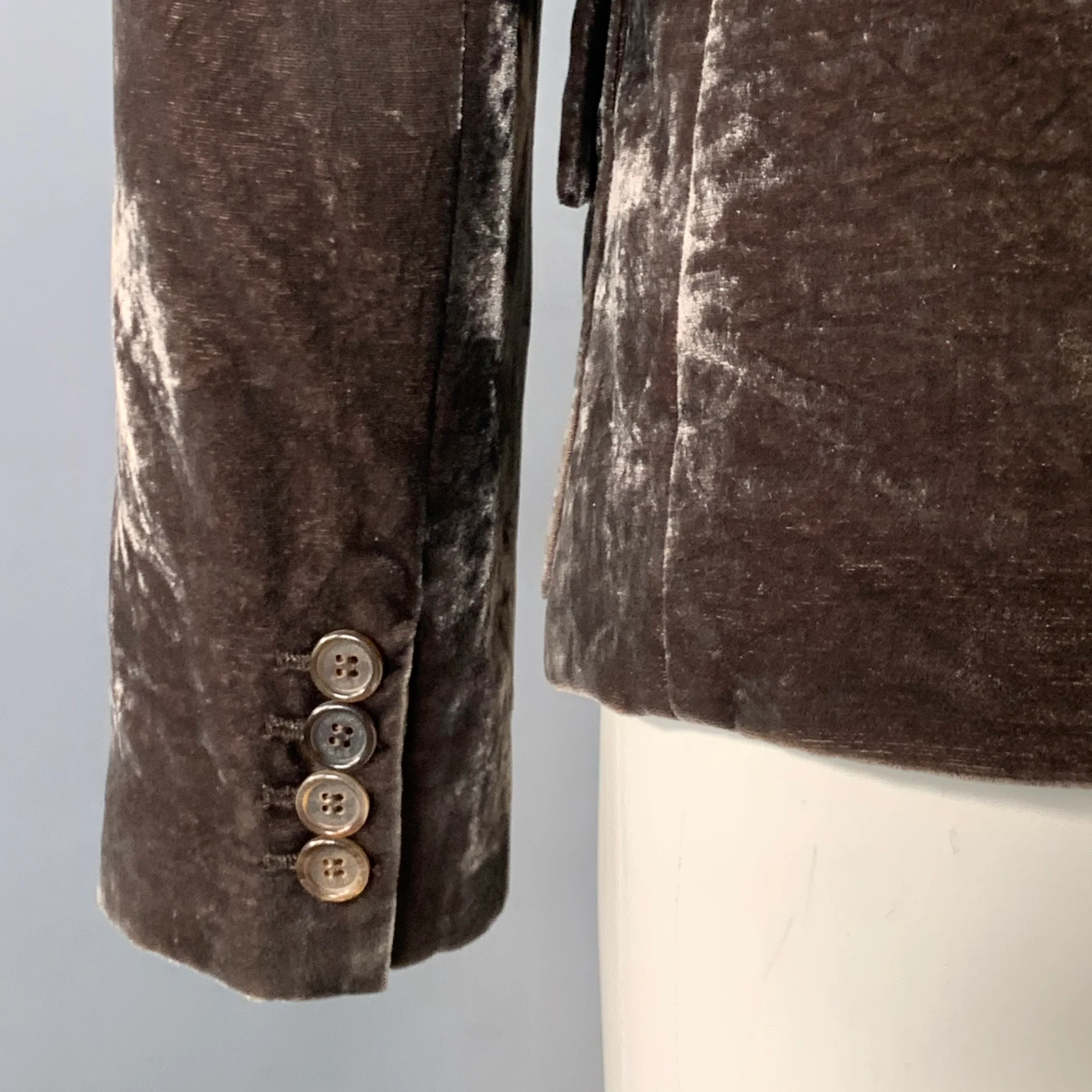 MICHAEL KORS Size 8 Grey Velvet Notch Lapel Jacket Blazer - Image 4