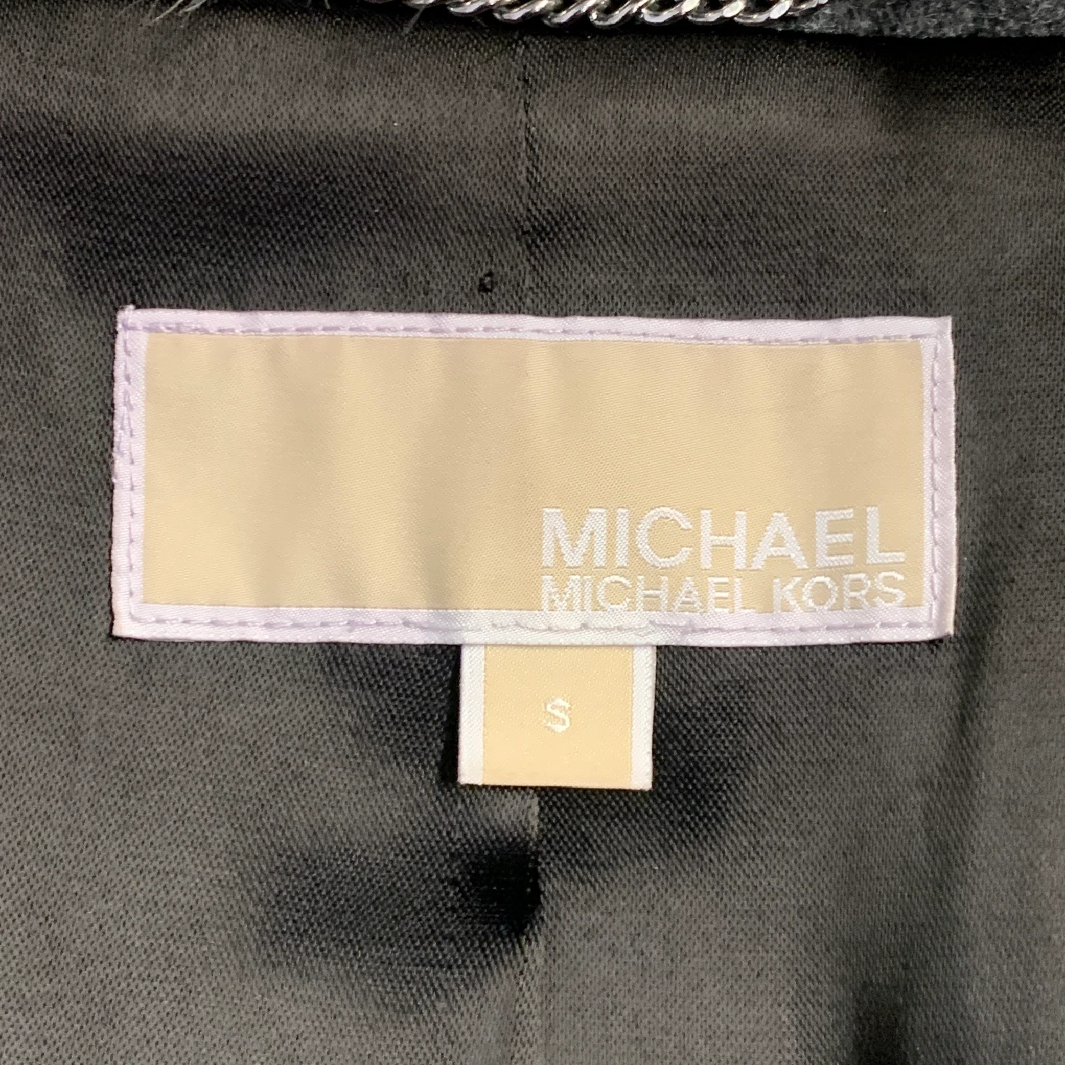 MICHAEL KORS Size S Grey Silver Acrylic Blend Coat - Image 5