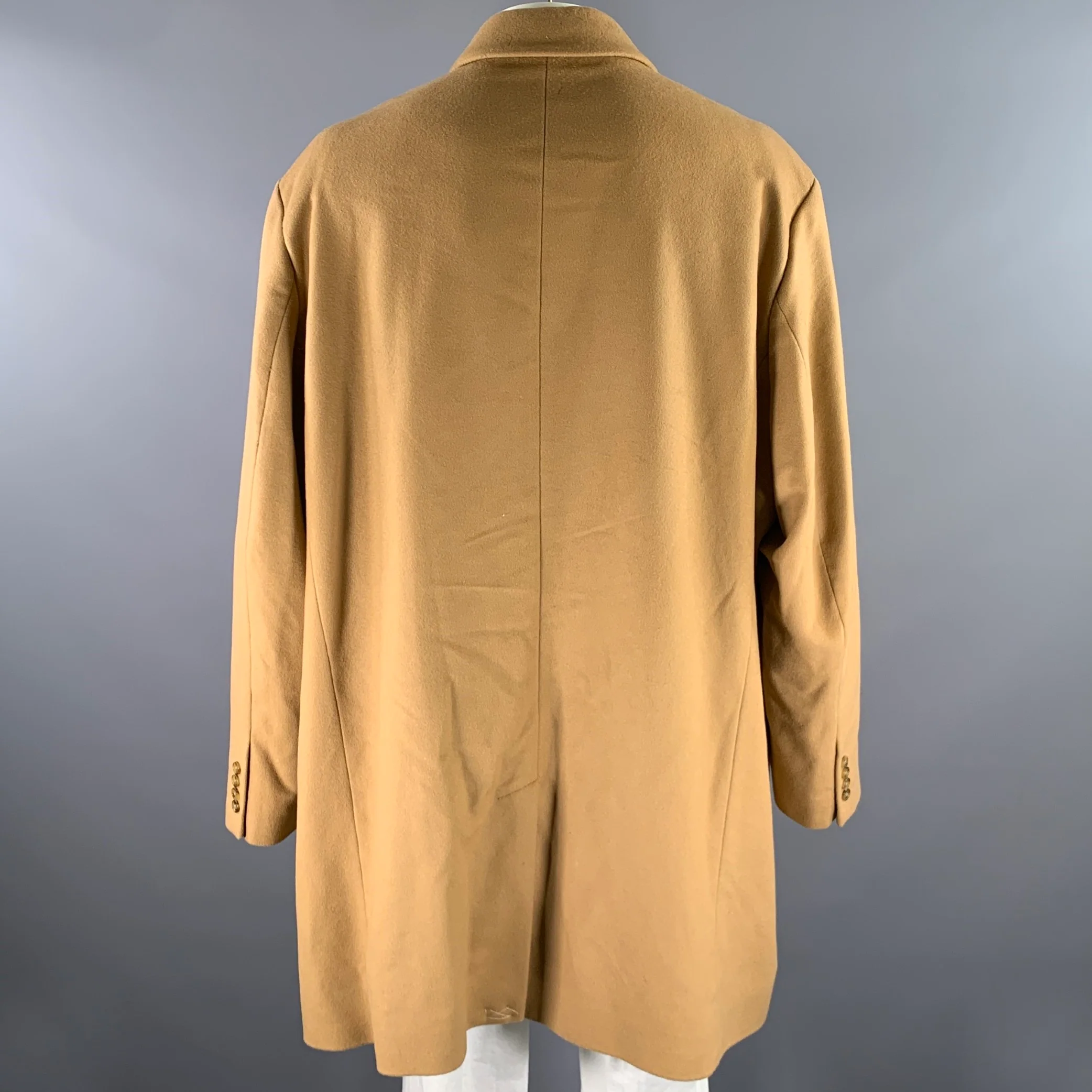 MICHAEL KORS Size XXXL Camel Wool Blend Notch Lapel Coat - Image 4
