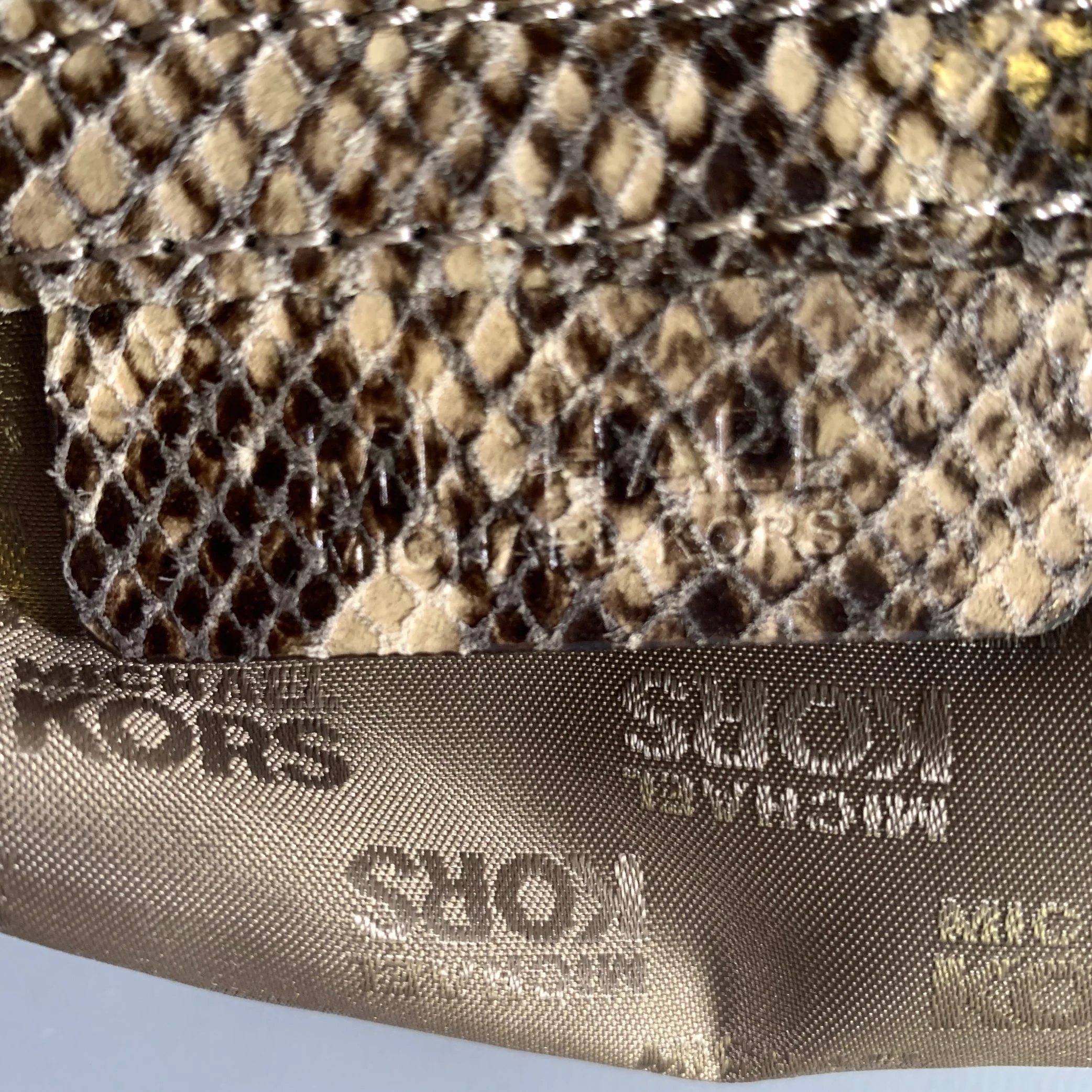 MICHAEL KORS Tan Brown Snakeskin Clutch Bags - Image 10