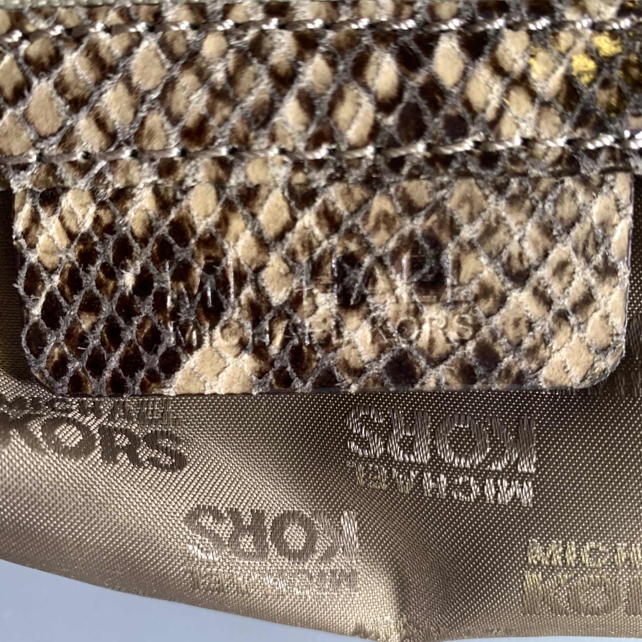 MICHAEL KORS Tan Brown Snakeskin Clutch Bags - Image 11