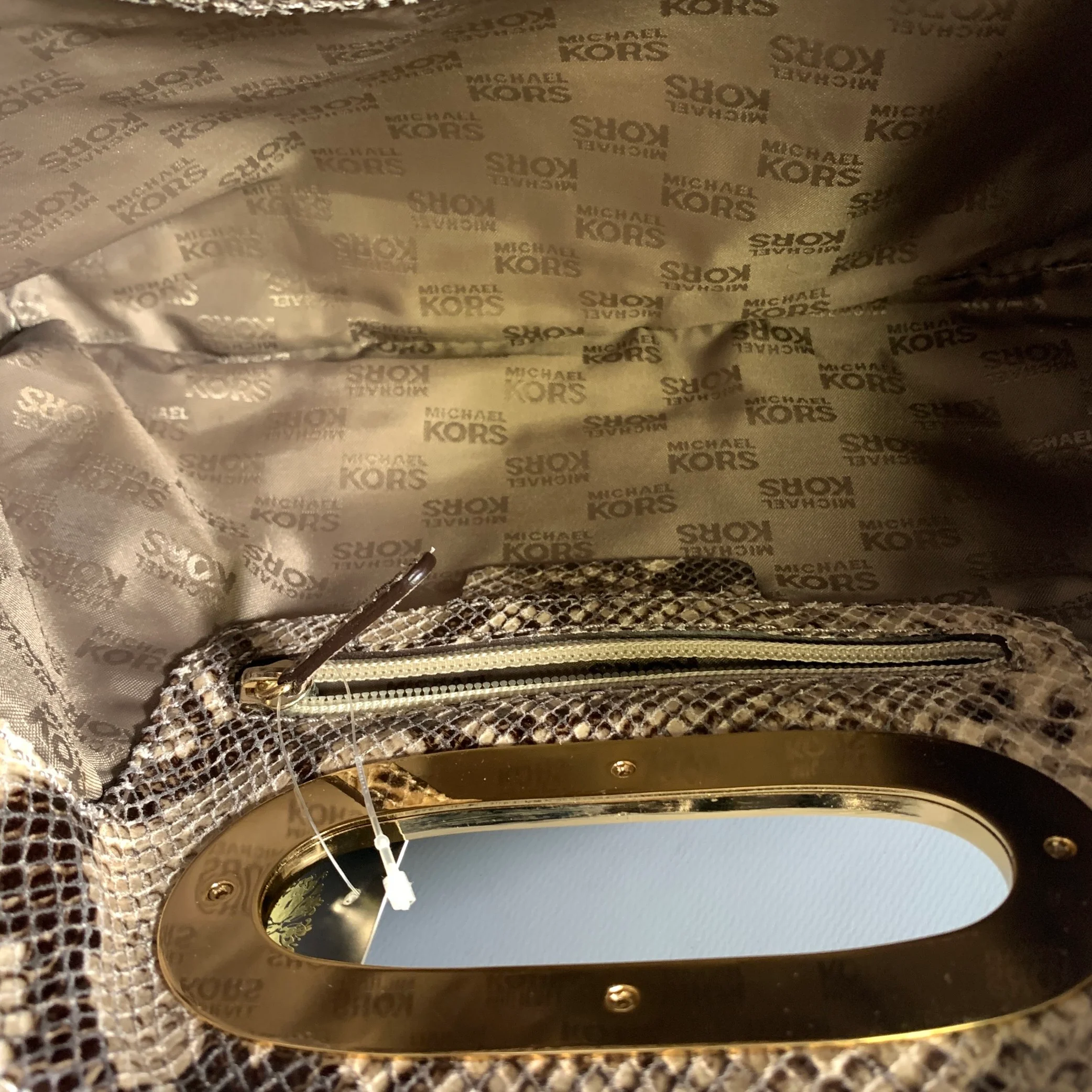 MICHAEL KORS Tan Brown Snakeskin Clutch Bags - Image 9