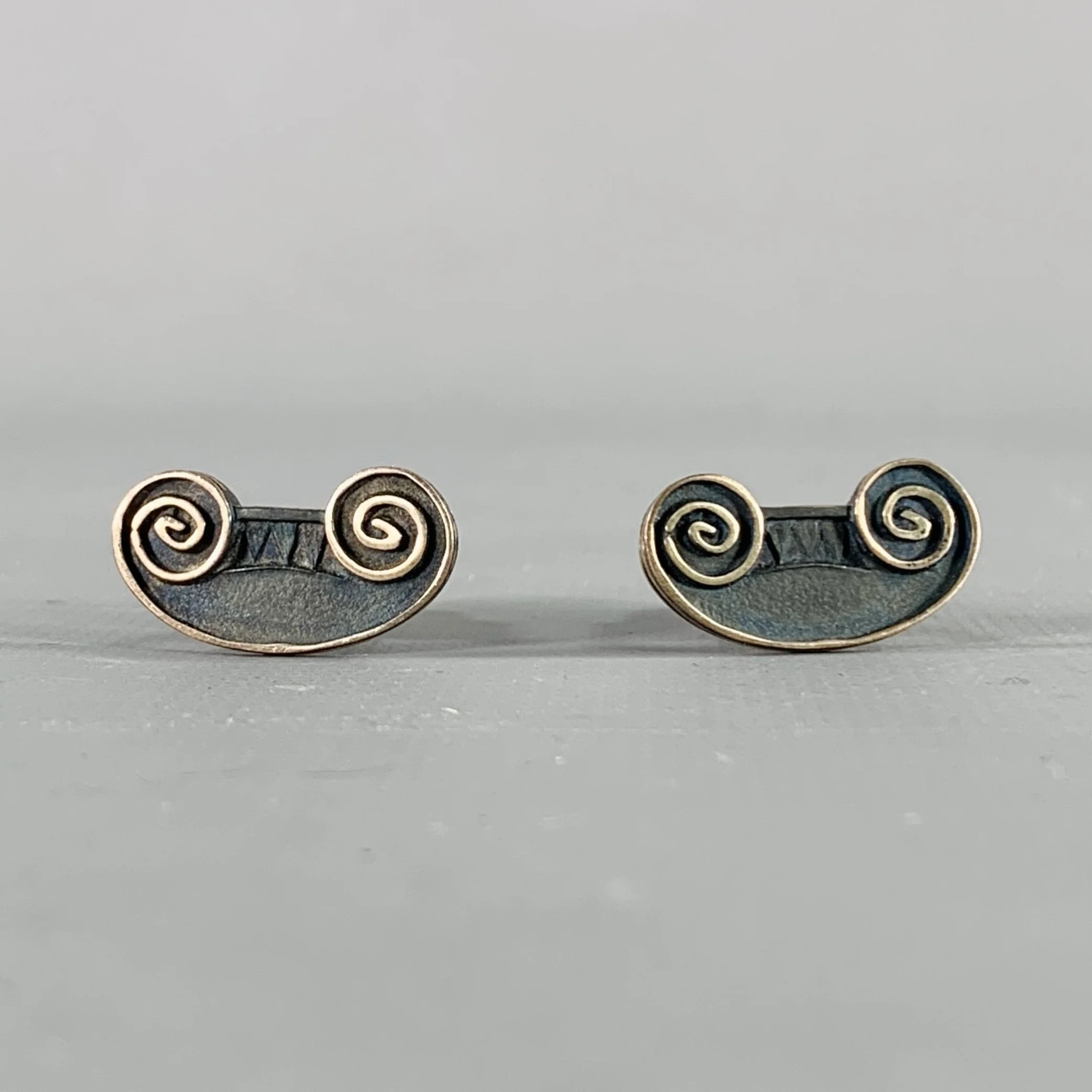 MIGNON FAGET Silver Black Greca Sterling Silver Cuff Links