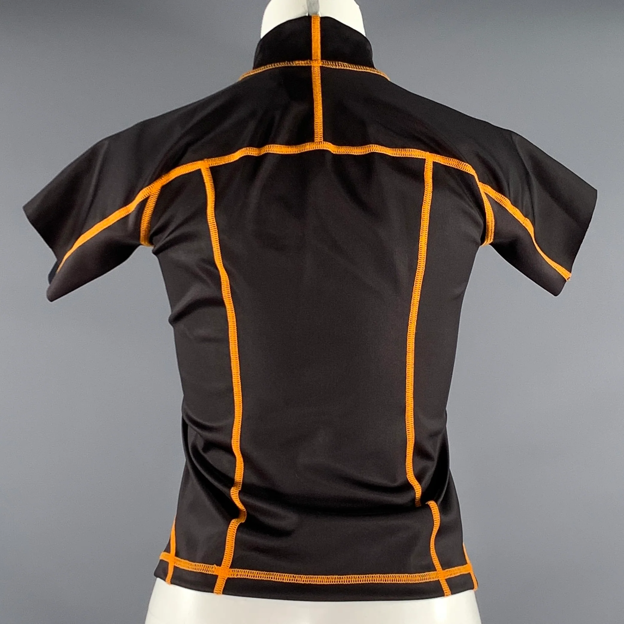 MIISTA Size S Black Orange Nylon Blend Contrast Stitch Casual Top - Image 3