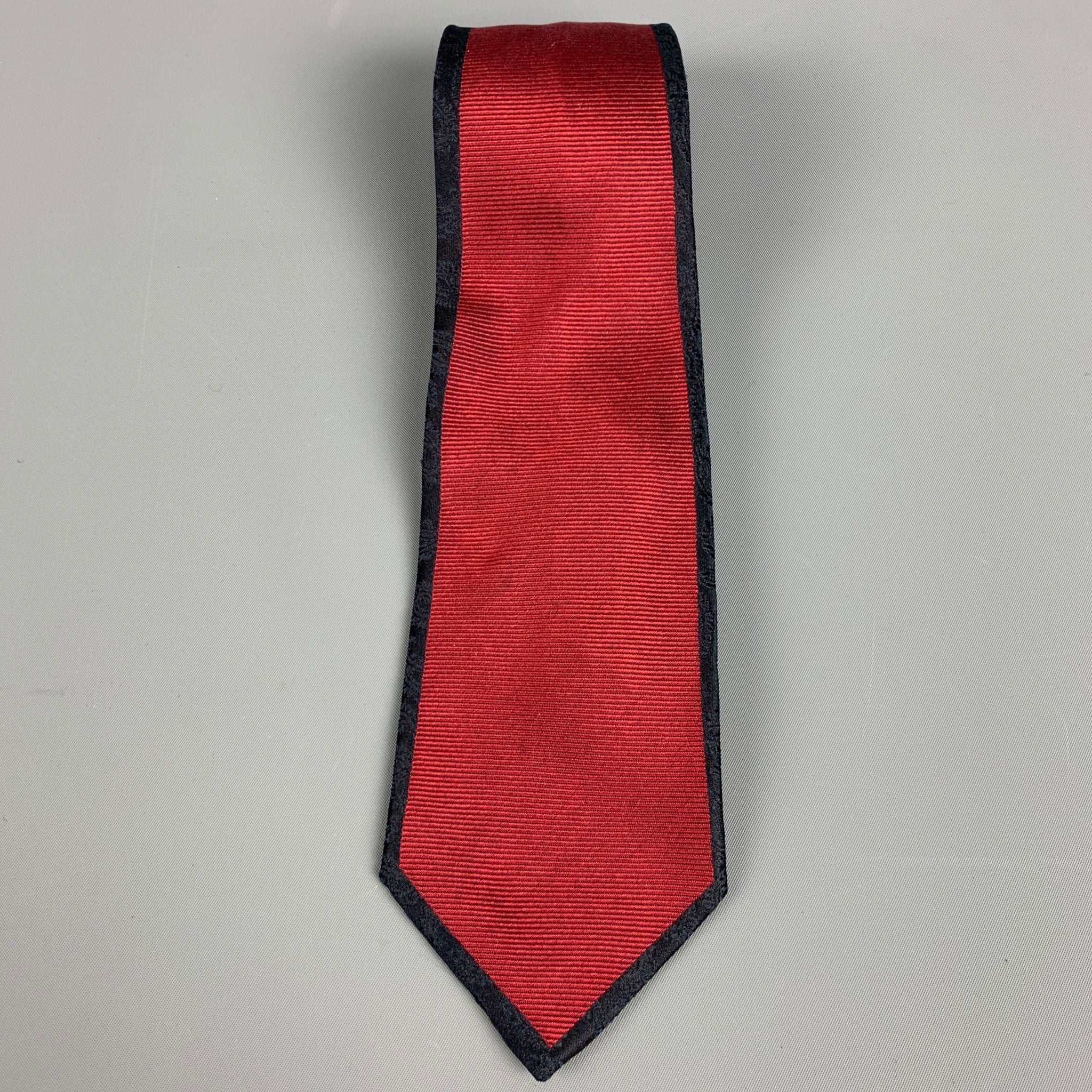 MILA SCHON Black Red Paisley Silk Tie - Image 2