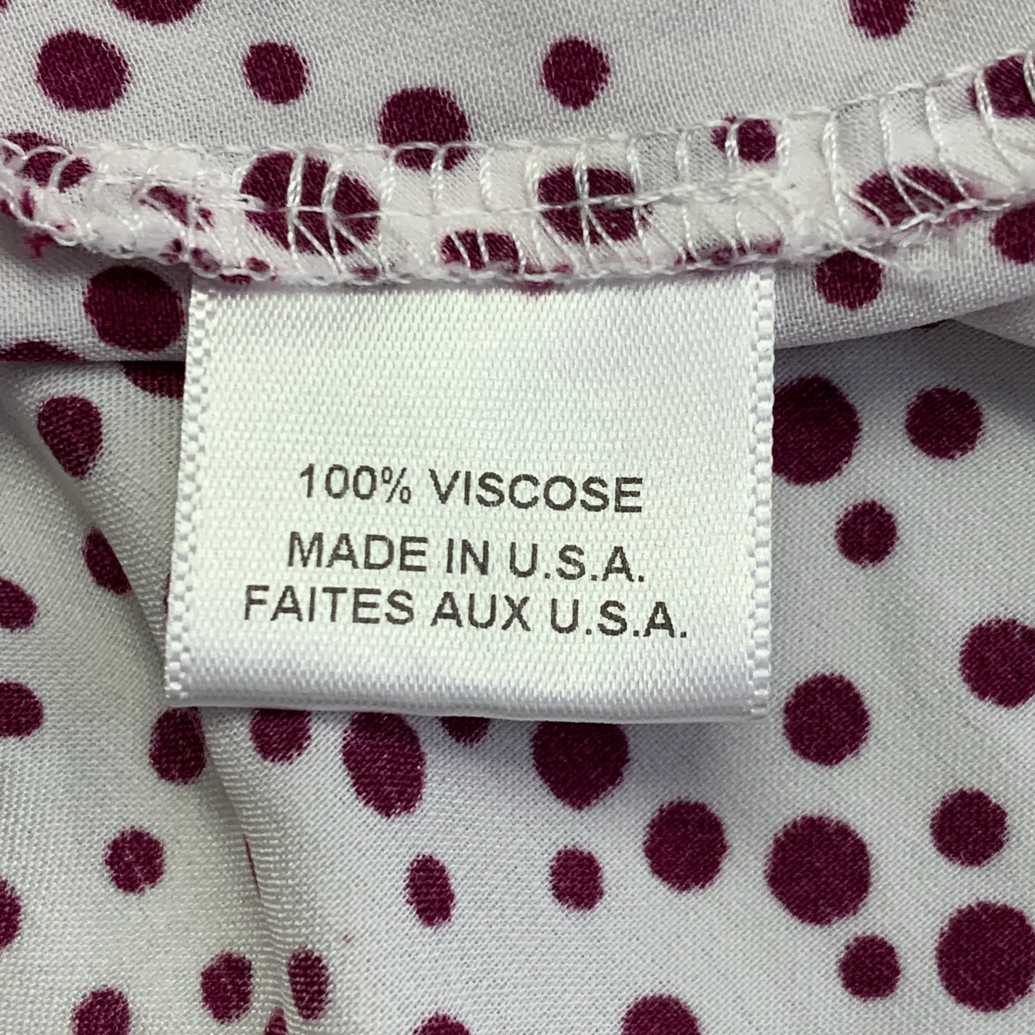 MISA Size XS White Burgundy Viscose Dots Ruffle Wrap Dress - Image 6