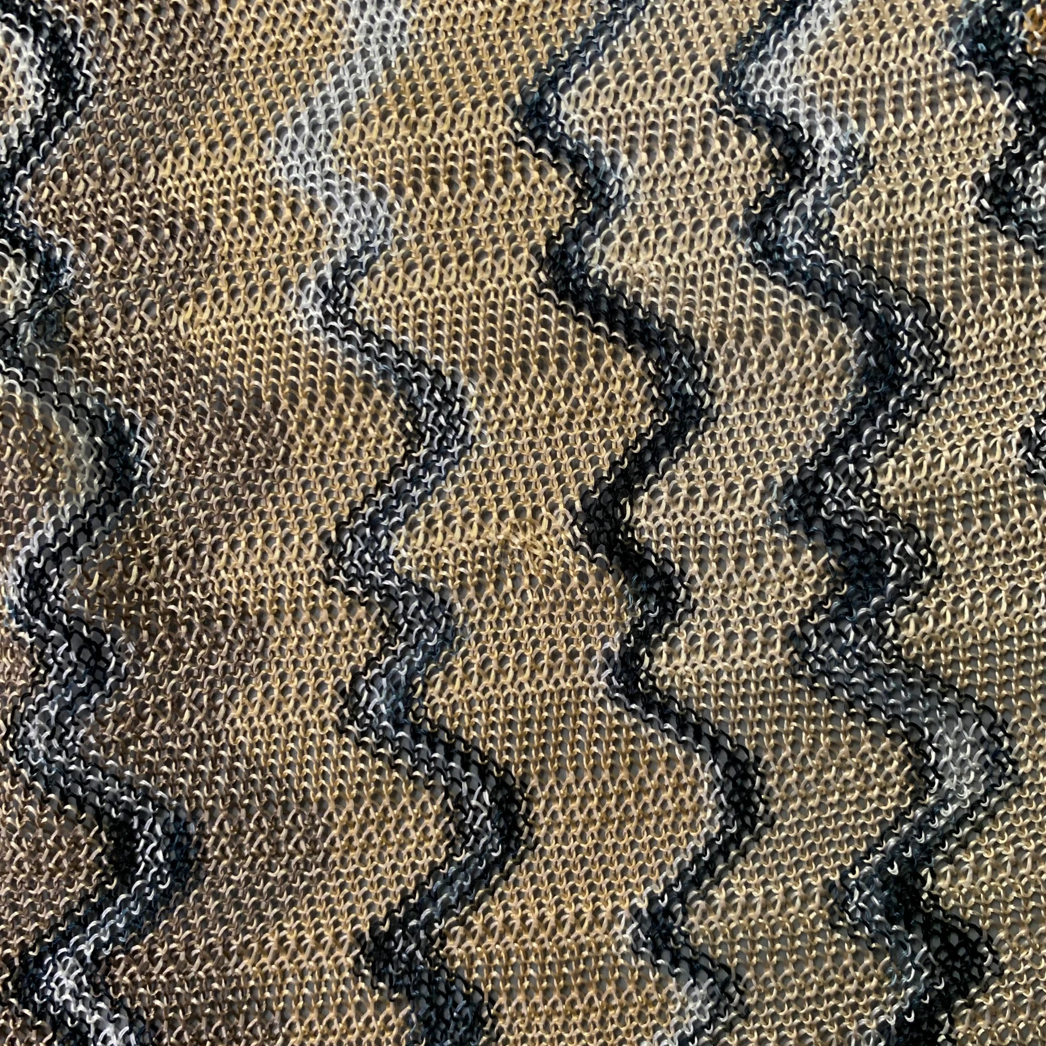 MISSONI Beige Multi Color Zig Zag Viscose Knit Fringe Scarf Shawl - Image 4