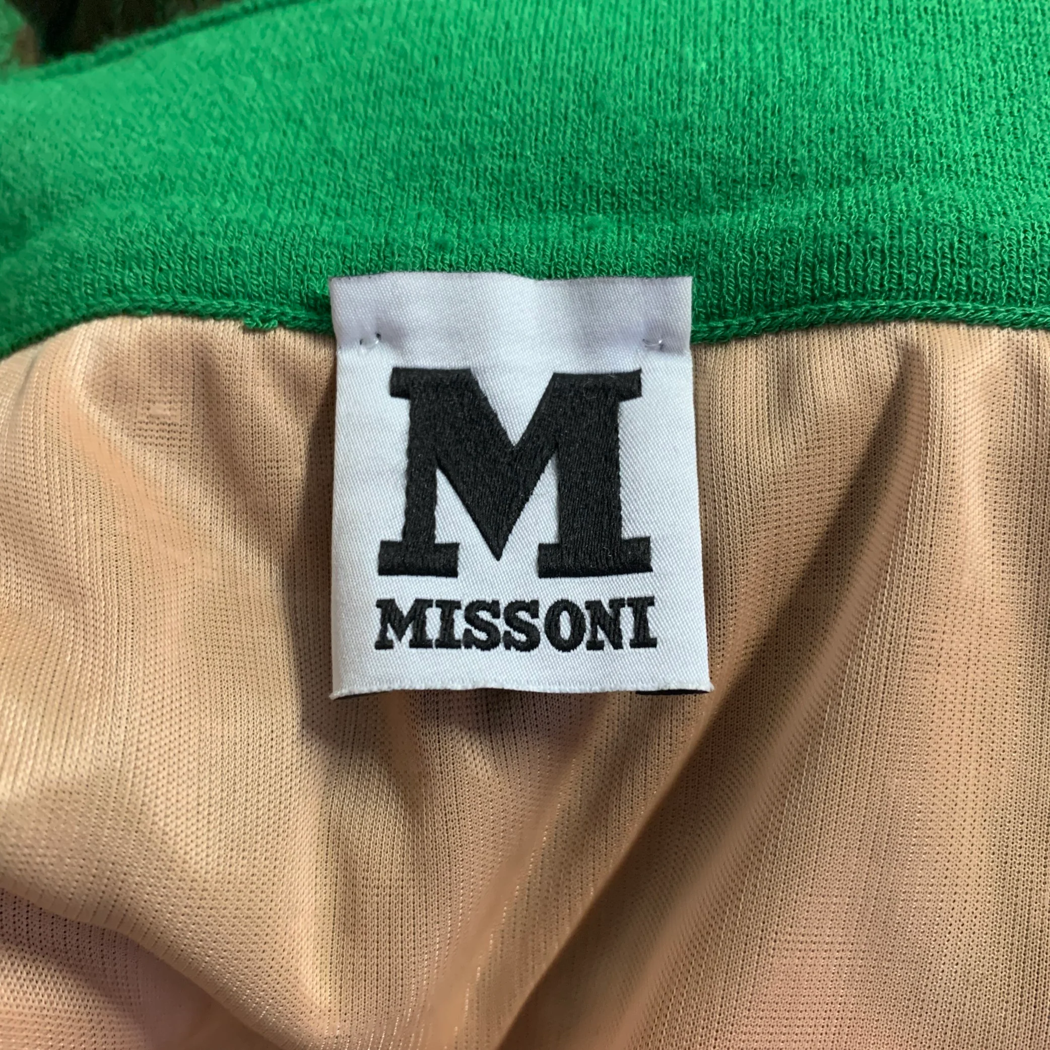 MISSONI Size 6 Green Brown Viscose Blend Geometric Elastic Waistband Midi Skirt - Image 3