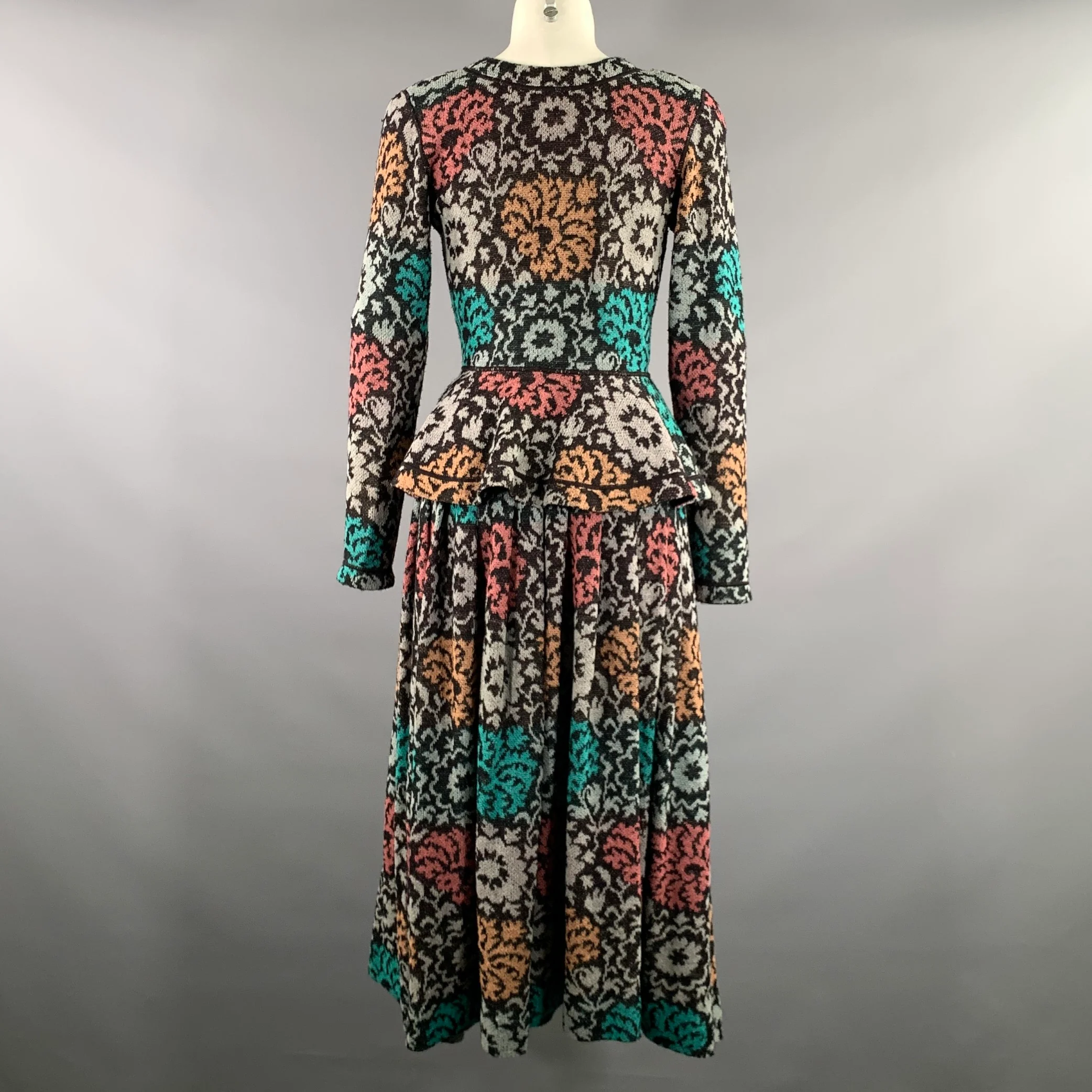 MISSONI Size S Grey Teal Wool Blend Floral Mid Calf Set - Image 5