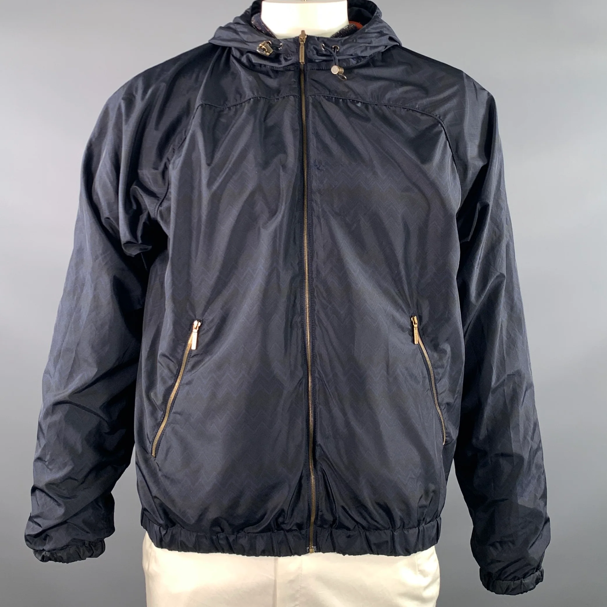 MISSONI Size XL Navy Grey Mixed Fabrics Reversible Jacket - Image 4