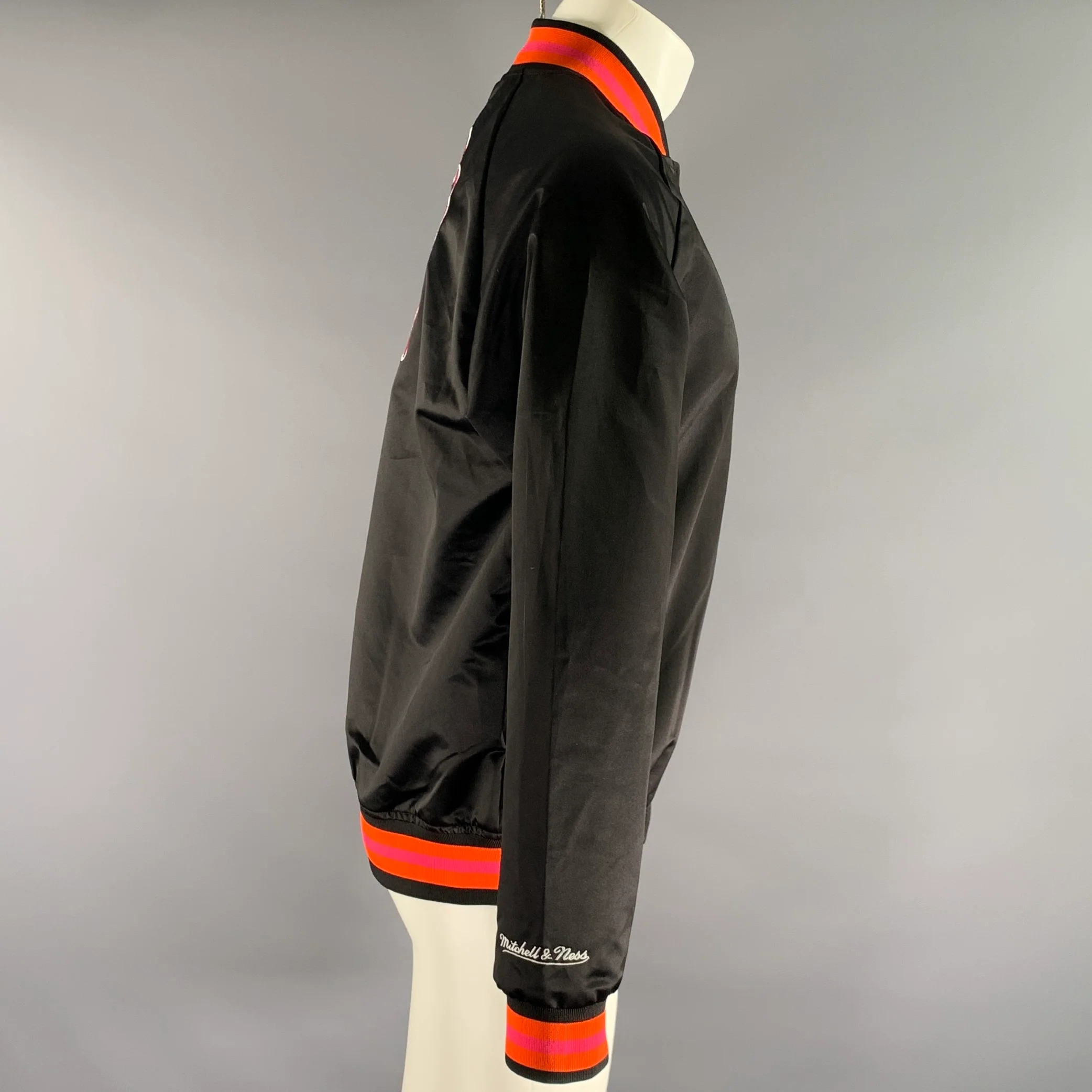 Mitchell & Ness Nostalgia Co Chest Size M Black Red Embroidery Jacket - Image 3