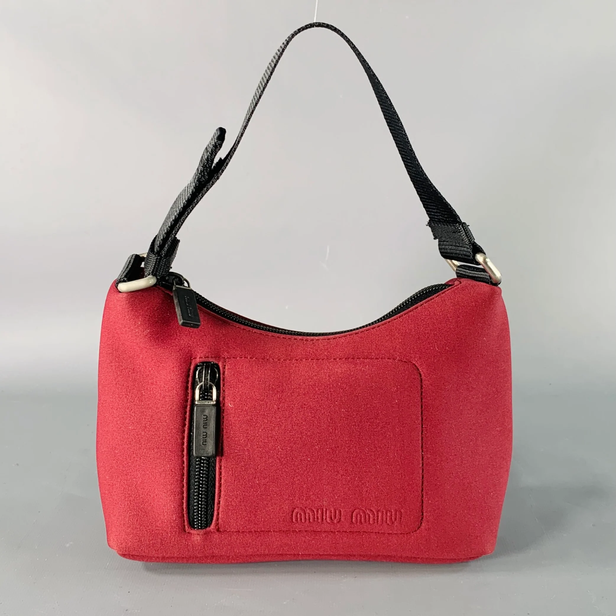 MIU MIU Burgundy Black Nylon Shoulder Bag Handbag