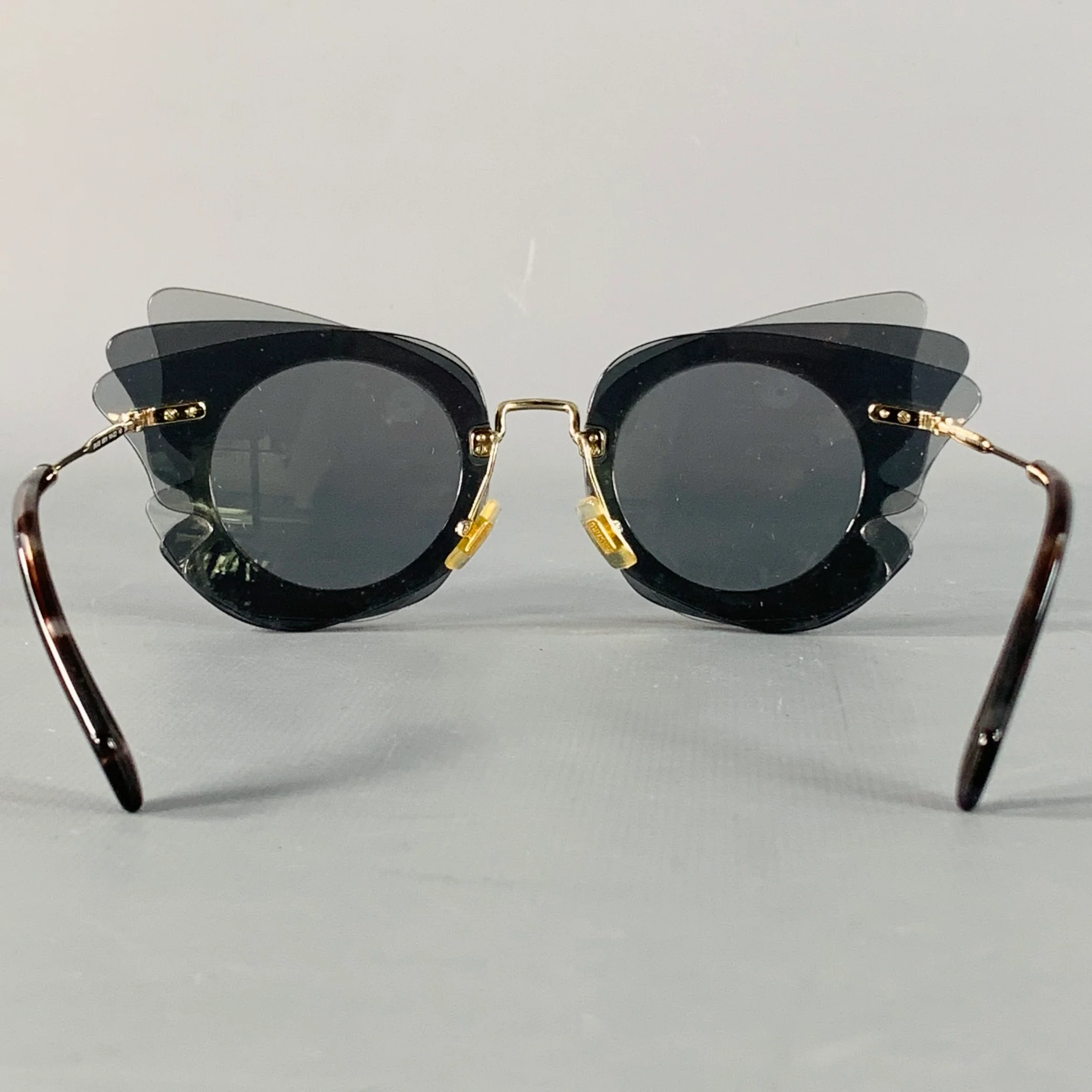 MIU MIU Grey Charcoal Butterfly Acetate Sunglasses - Image 3