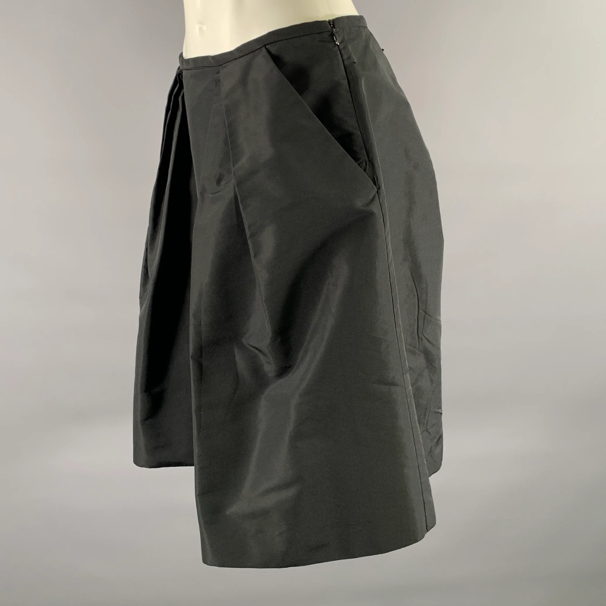 MIU MIU Size 0 Black Nylon Blend High Waisted Mini Skirt - Image 4