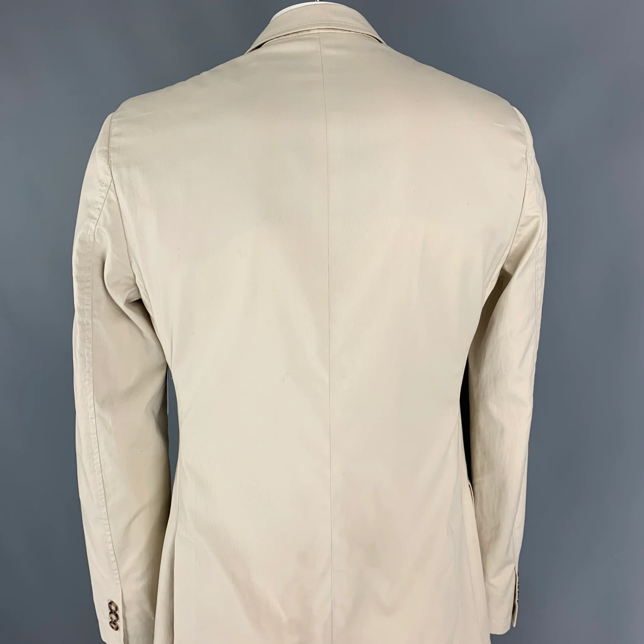MIU MIU Size 42 Beige Cotton Single Button Sport Coat - Image 3