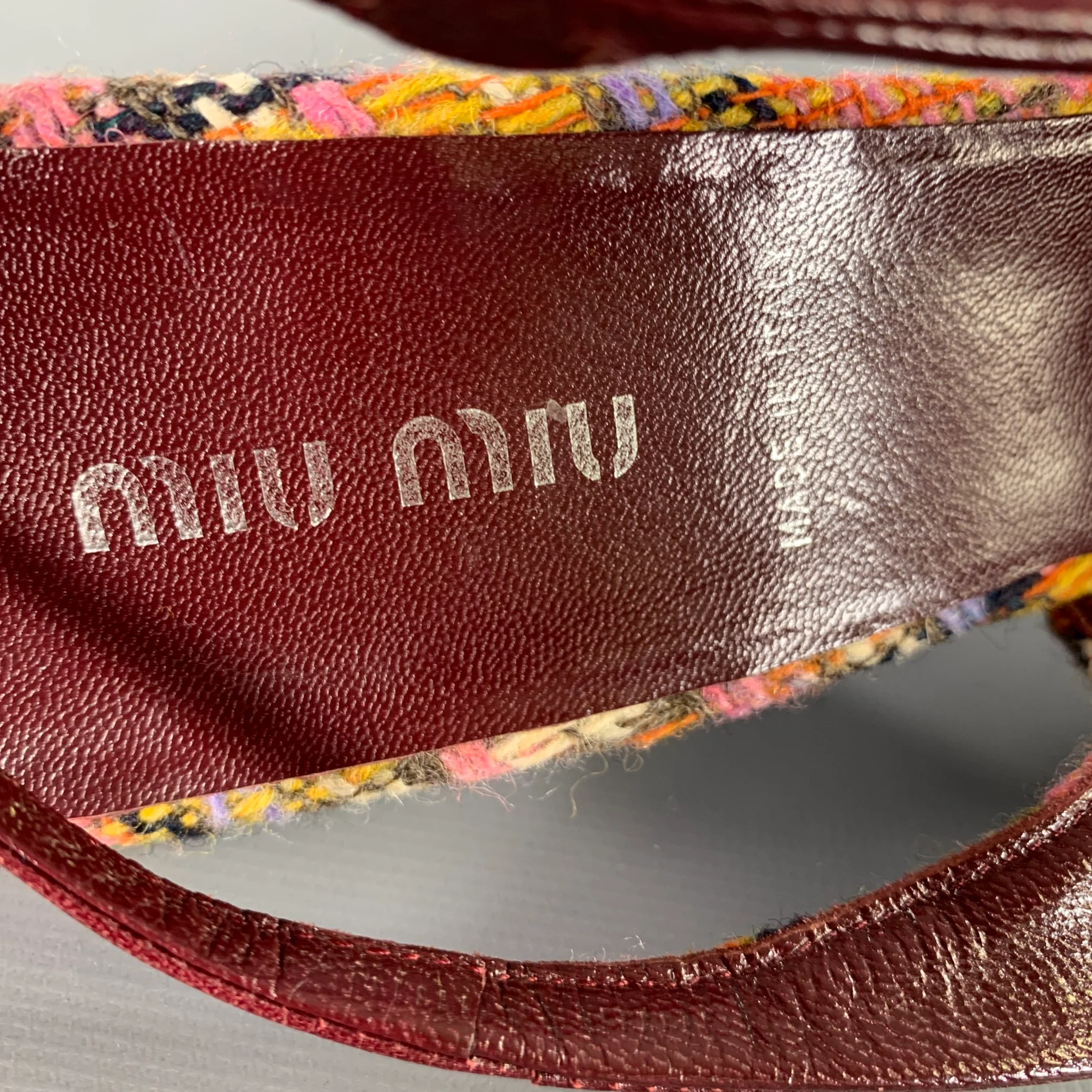 MIU MIU Size 7 Burgundy Wool Tweed Slingback Pumps - Image 8