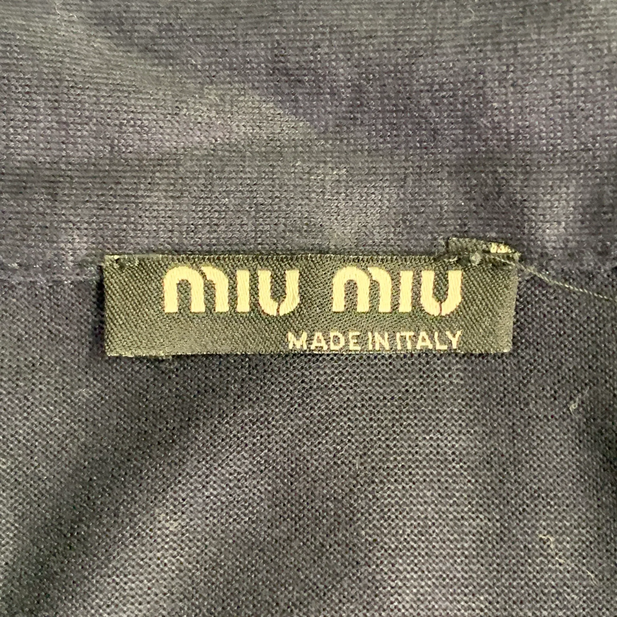 MIU MIU Size S Navy Cotton Pointed Collar Long Sleeve Shirt - Image 4
