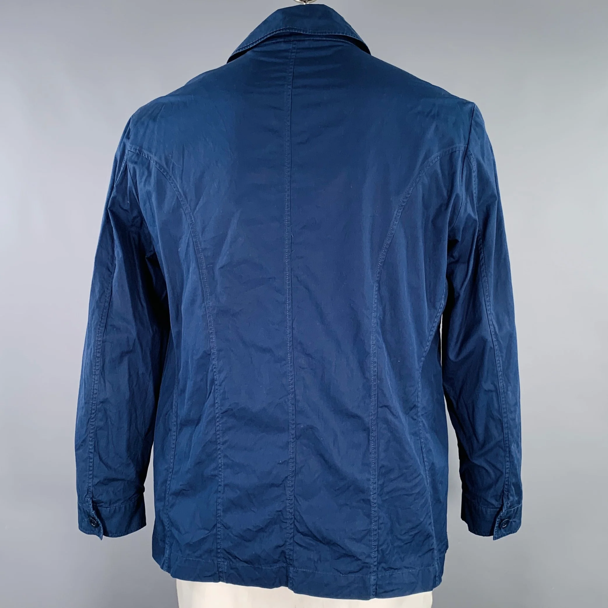 MIU MIU Size XL Navy Cotton Two Pockets Long Sleeve Shirt - Image 3