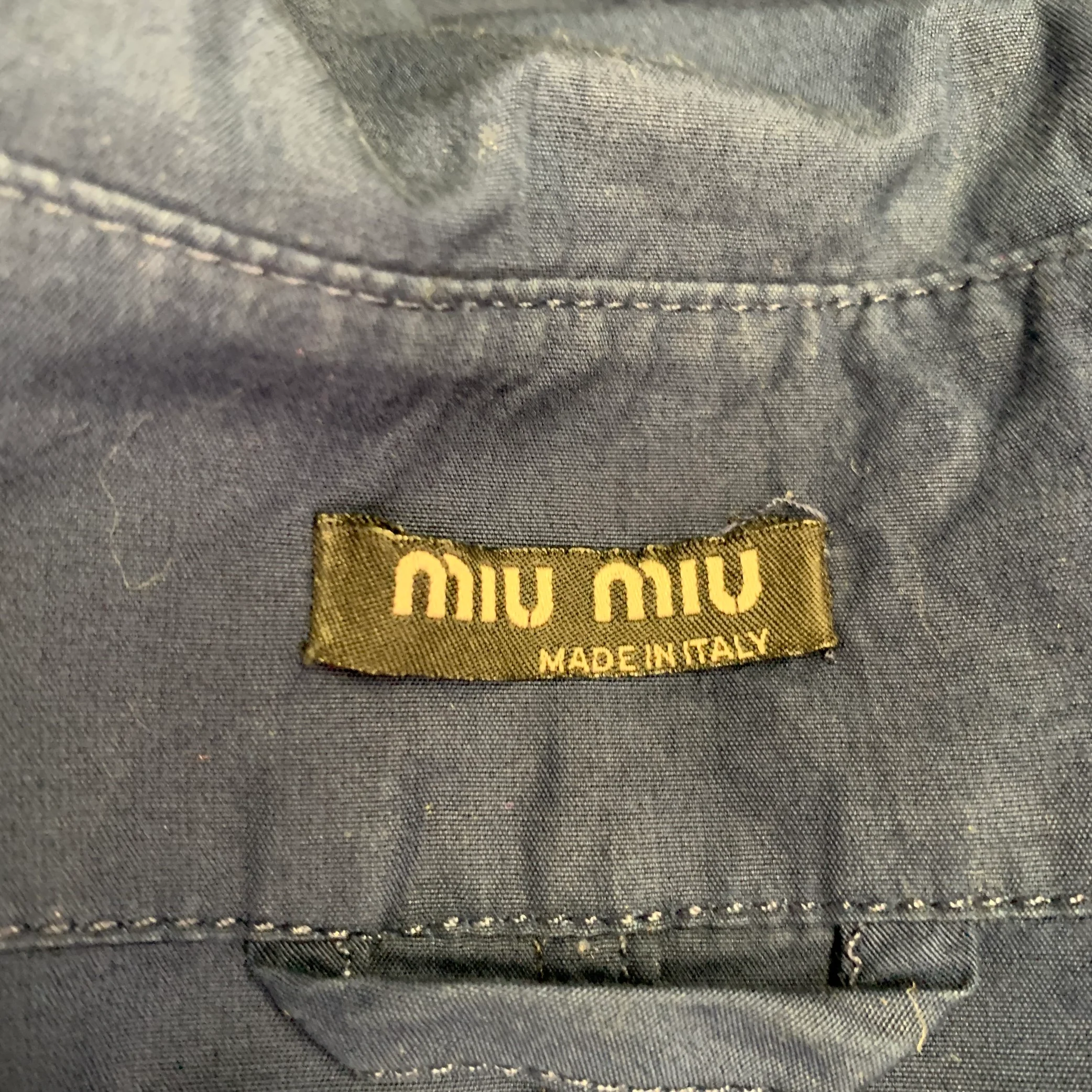 MIU MIU Size XL Navy Cotton Two Pockets Long Sleeve Shirt - Image 4