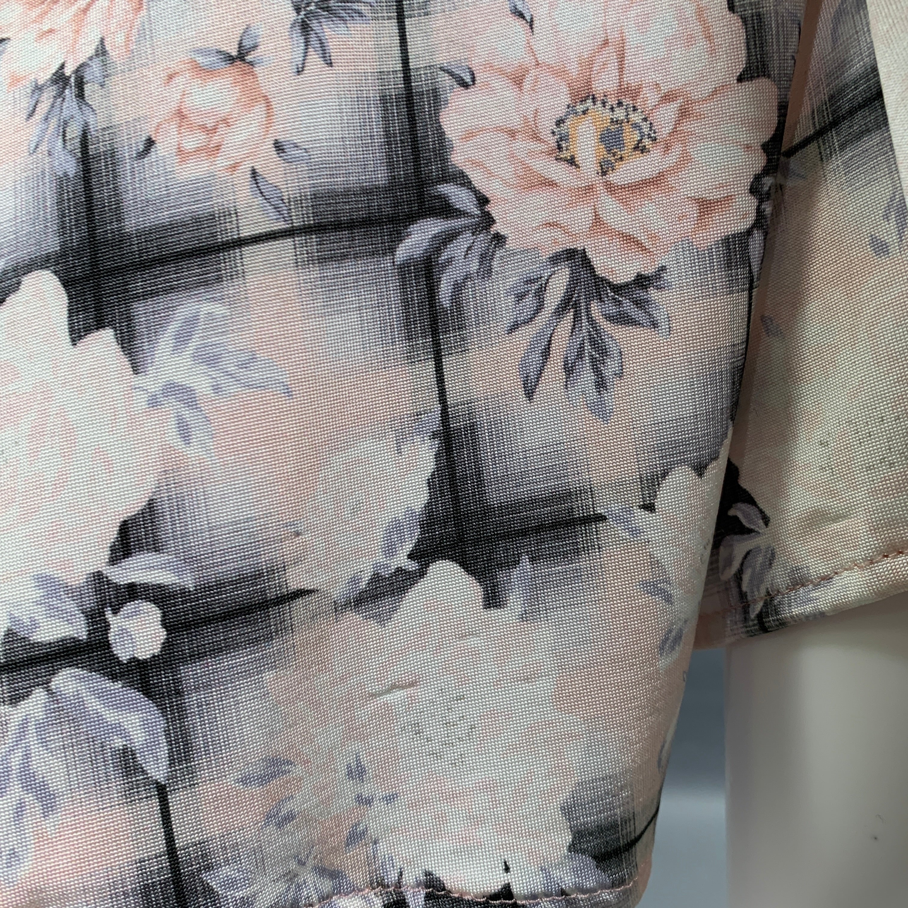 MM6 MAISON MARGIELA Size XS Cream Grey Pink Viscose Blend Floral Dress - Image 5
