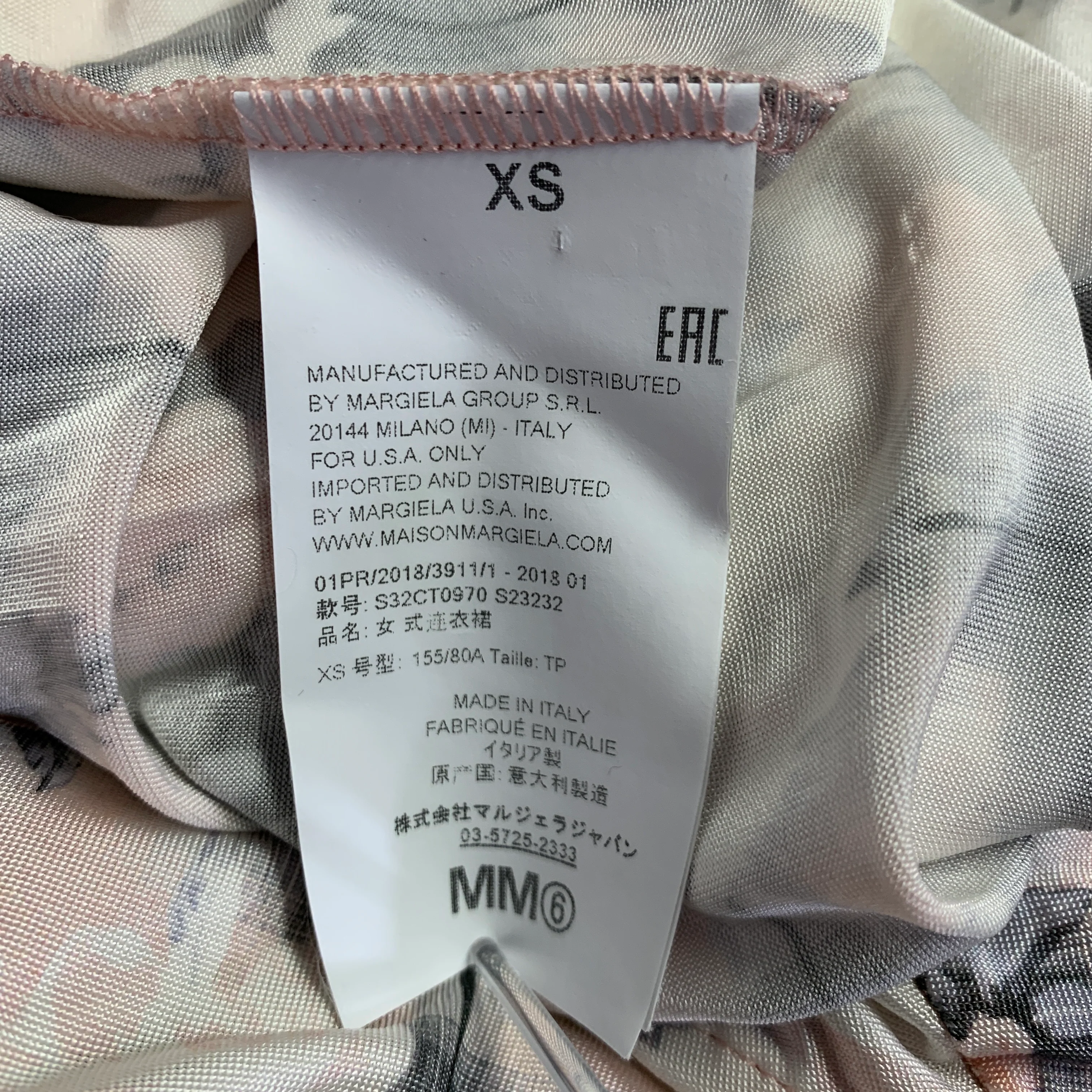 MM6 MAISON MARGIELA Size XS Cream Grey Pink Viscose Blend Floral Dress - Image 8