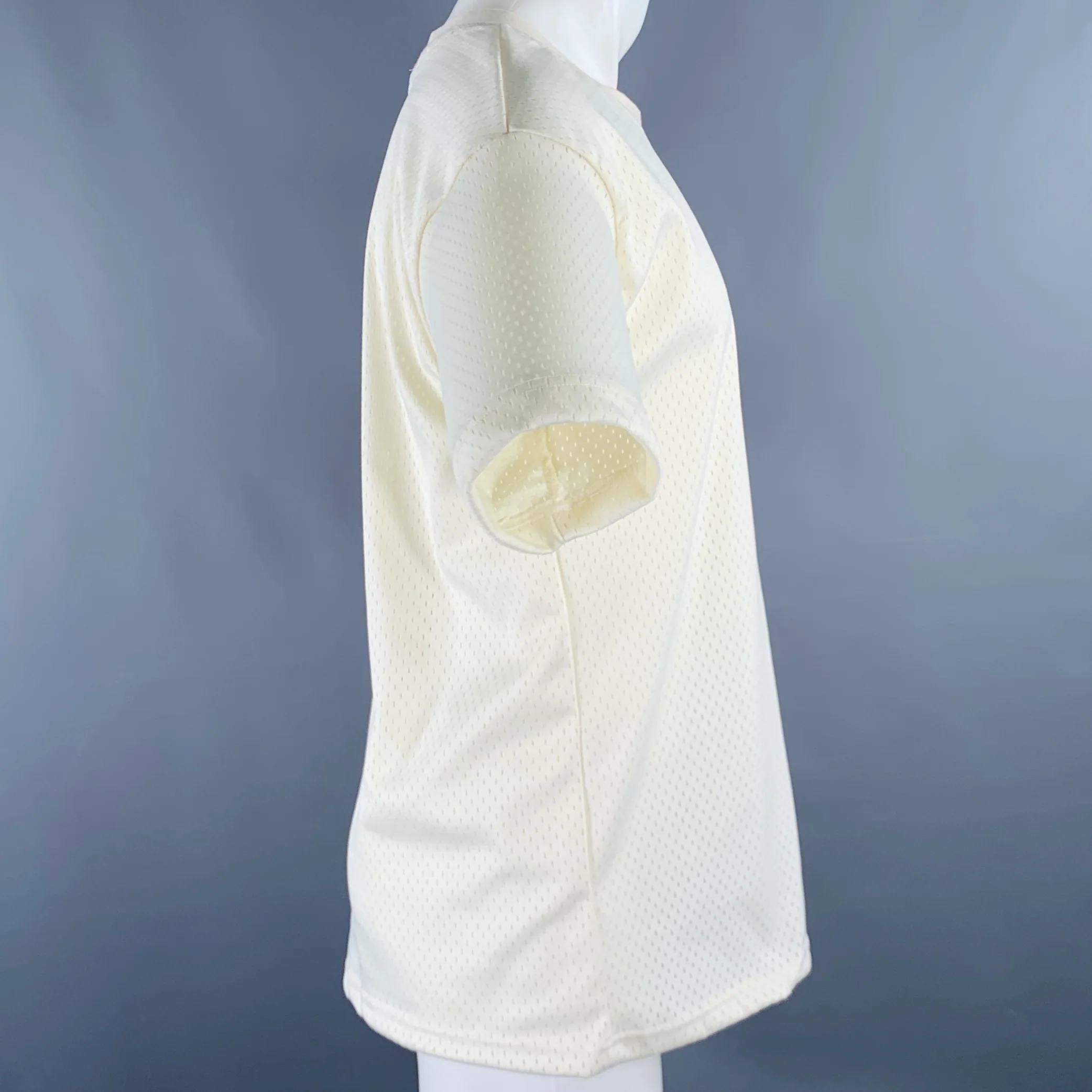 MNML Size XS Beige Perforated Polyester Crew Neck T-shirt - Image 2