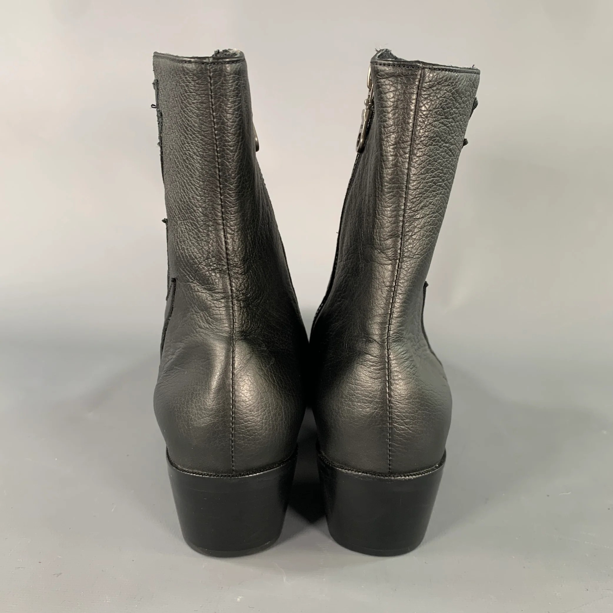 MODERN VICE Size 10.5 Black Gold Leather Stars Side Zipper Boots - Image 3