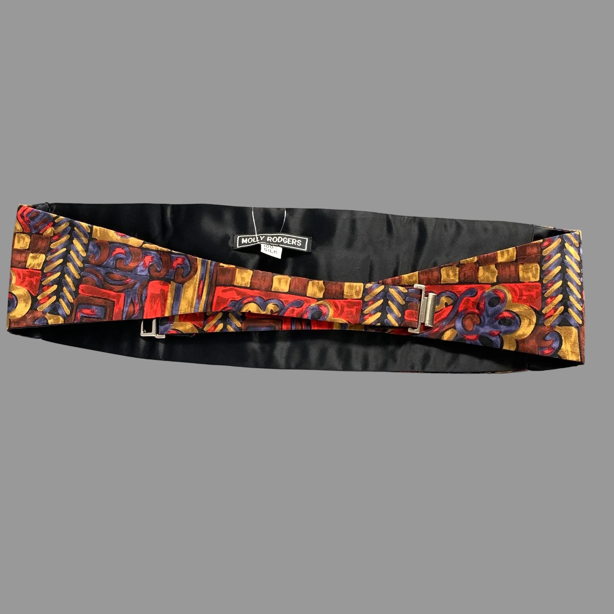 MOLLY RODGERS Red Multi Color Abstract Silk Cummerbund - Image 2