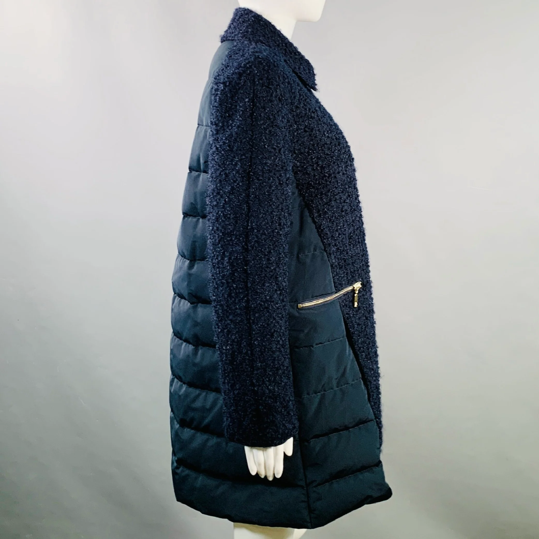 MONCLER by GIAMBATTISTA VALLI Size XS Cathy Navy Faux Fur Zip Pockets Coat - Image 3