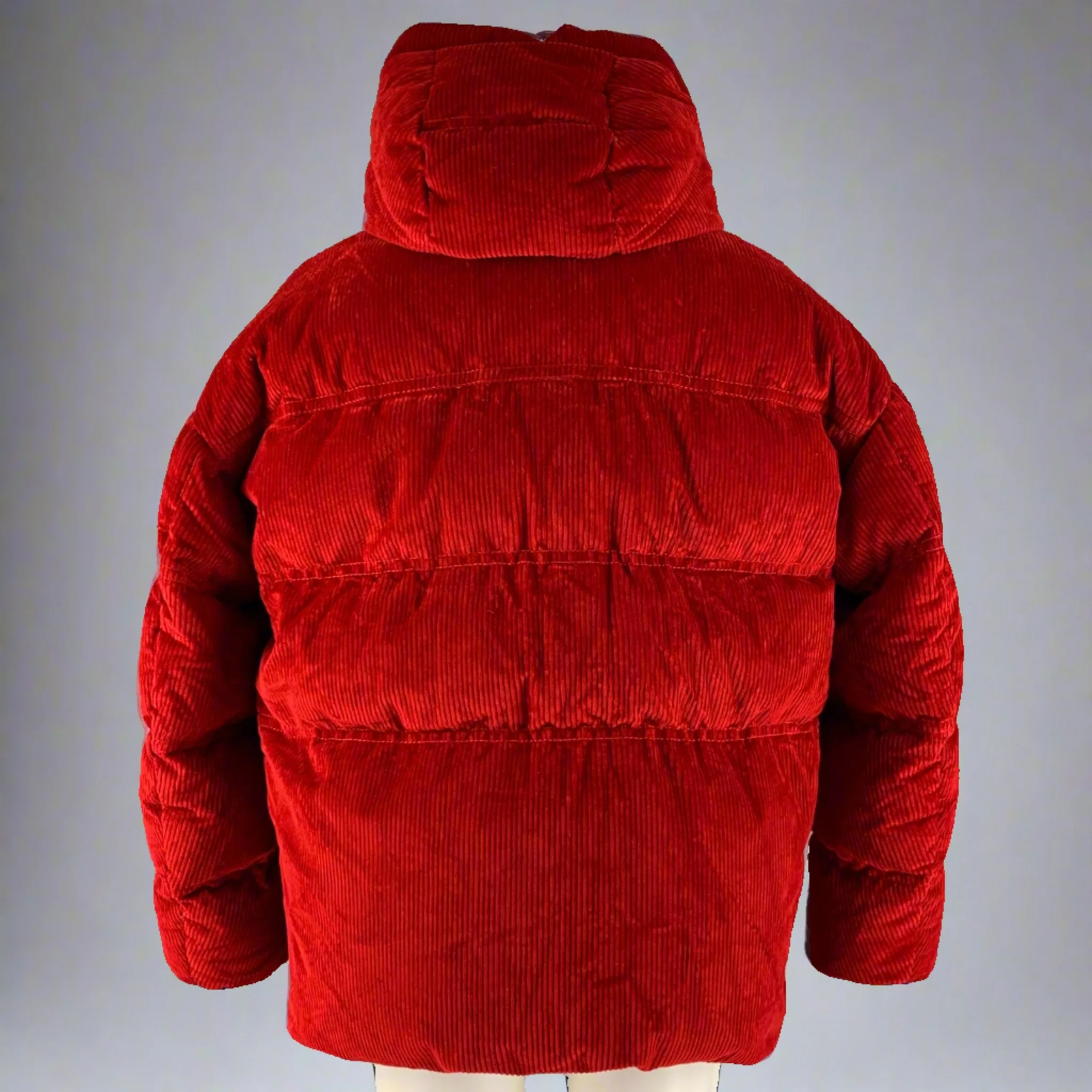 MONCLER GRENOBLE Size XL Red Corduroy Cotton Hooded Jacket - Image 4