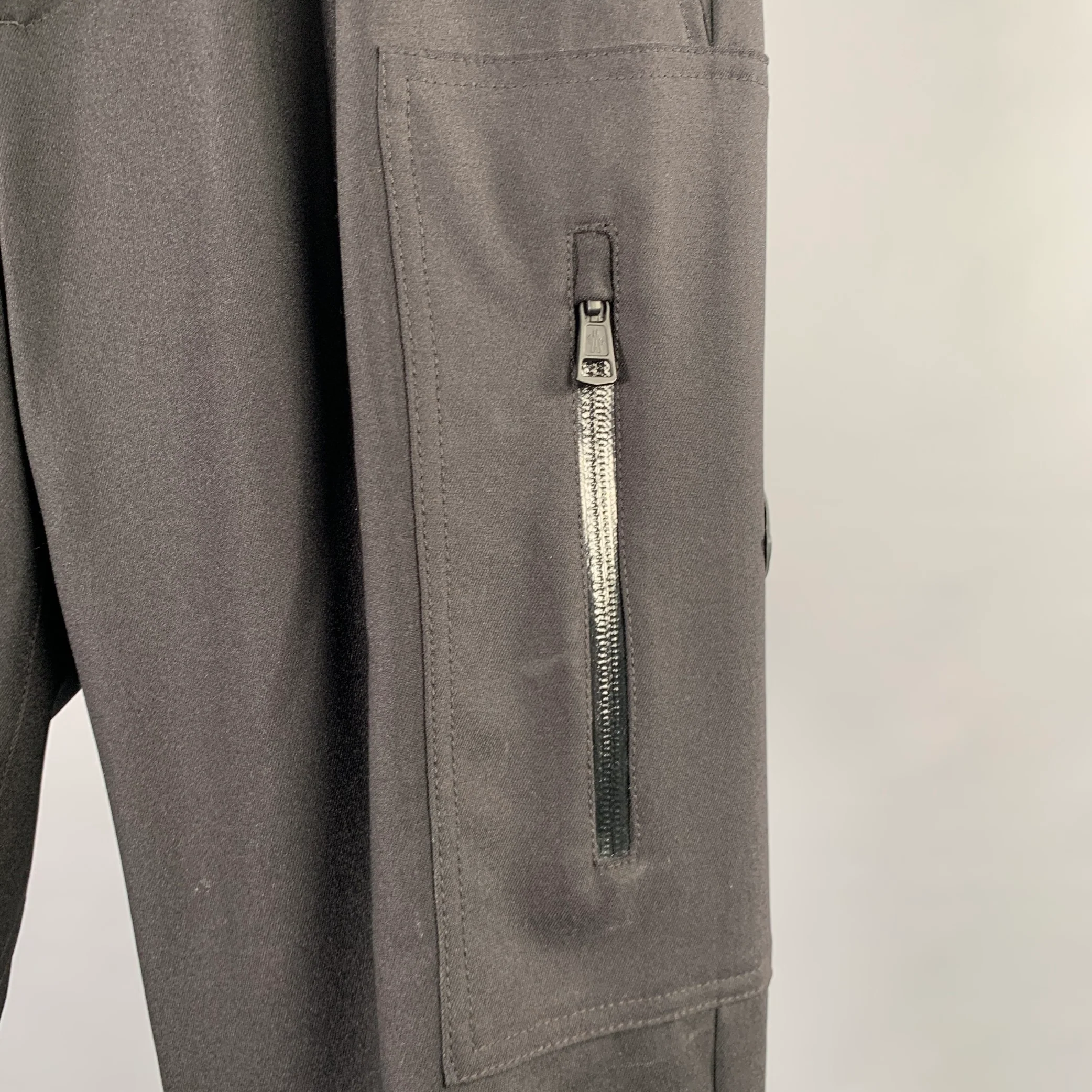 MONCLER Size 32 Black Wool Blend Cargo Casual Pants - Image 2