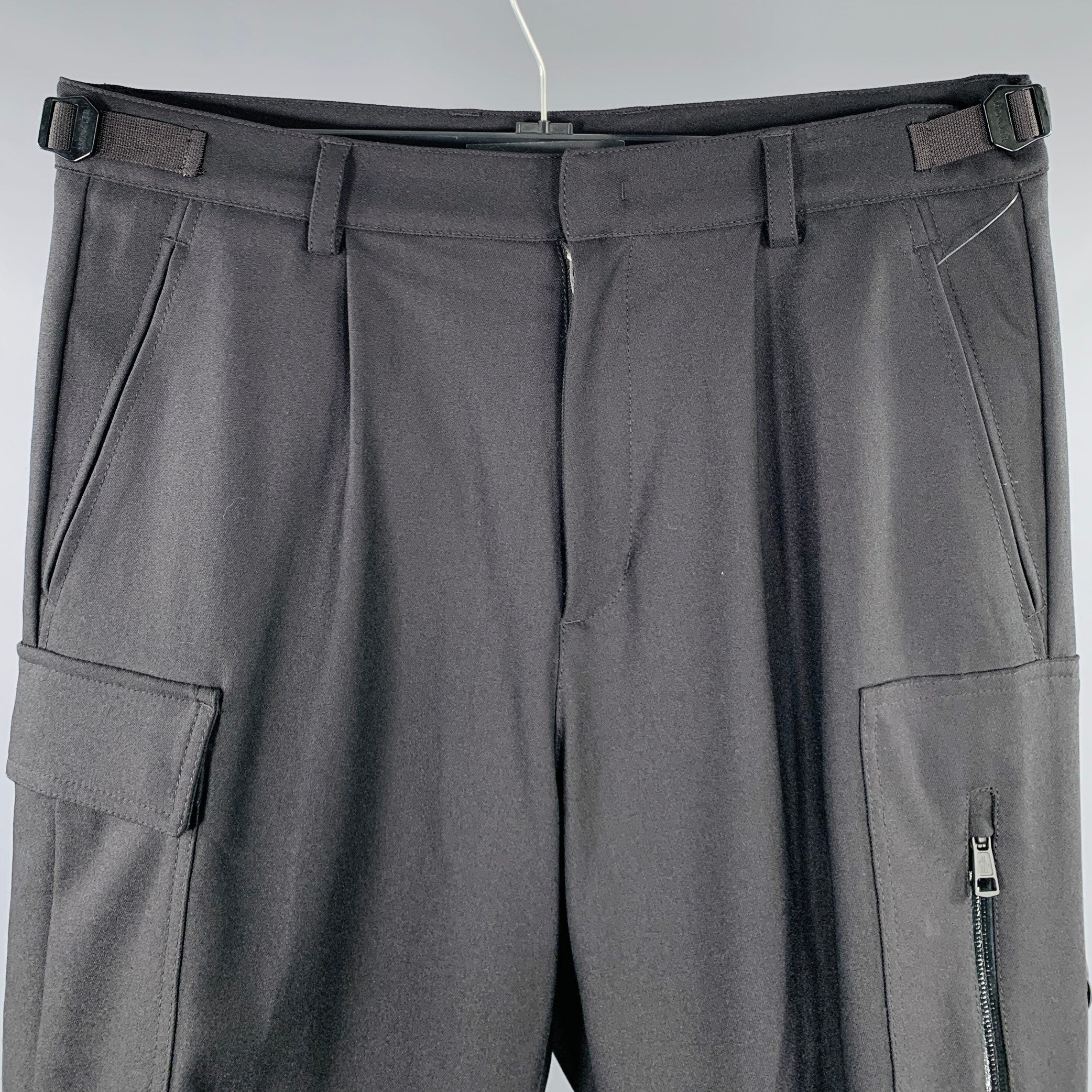 MONCLER Size 32 Black Wool Blend Cargo Casual Pants - Image 3