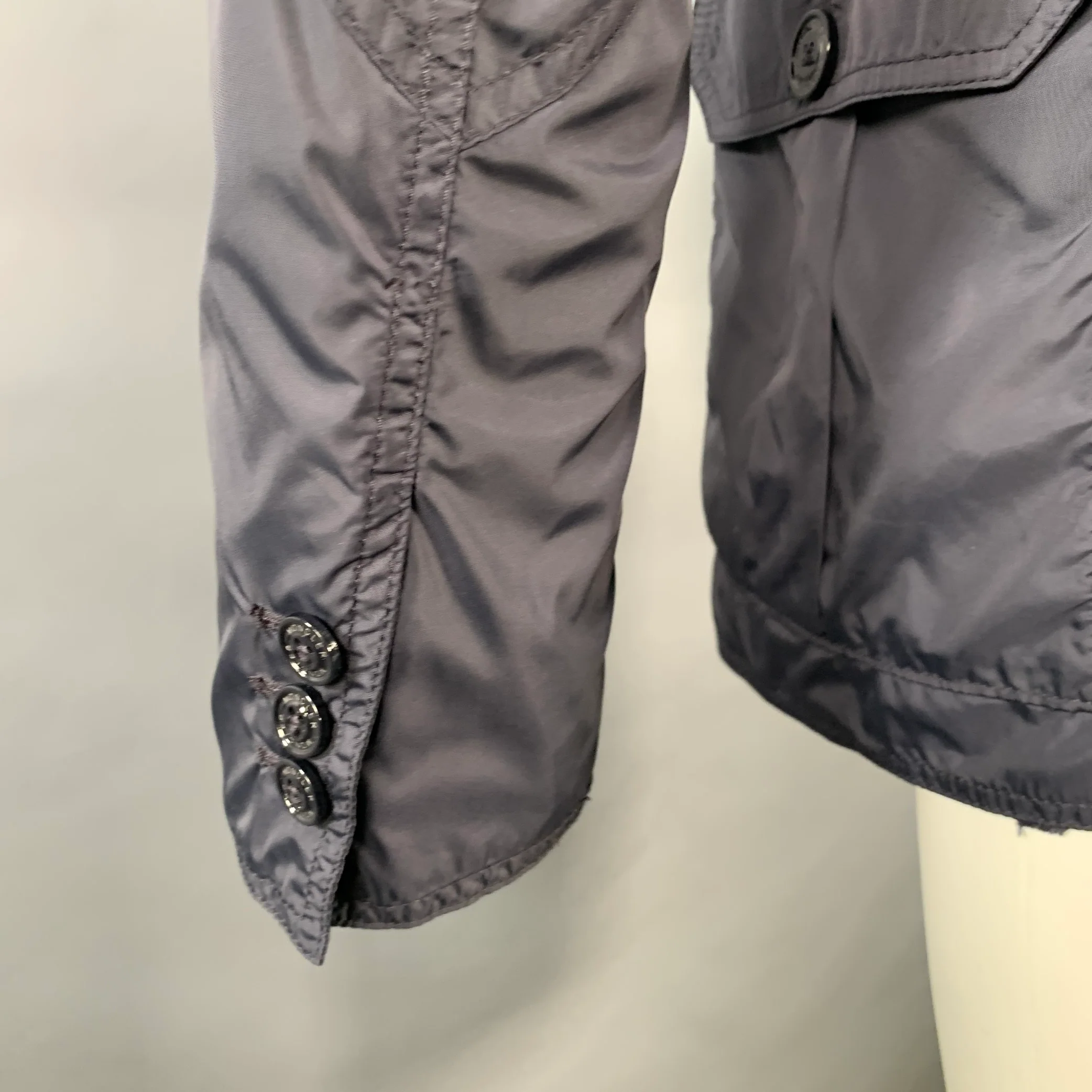 MONCLER Size M Navy Nylon Zip Buttons Windbreaker Jacket - Image 5