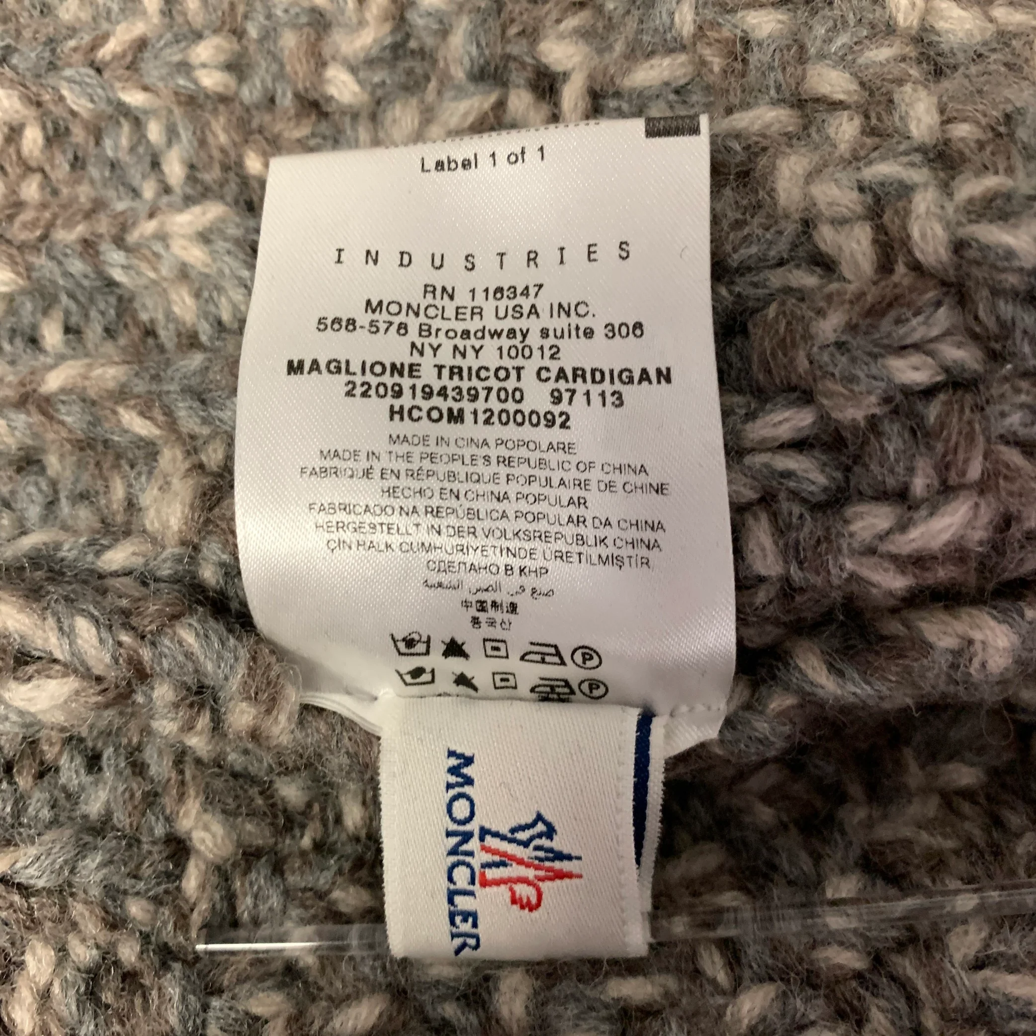 MONCLER Size S Grey Tan Knit Wool Blend Button Up Jacket - Image 9