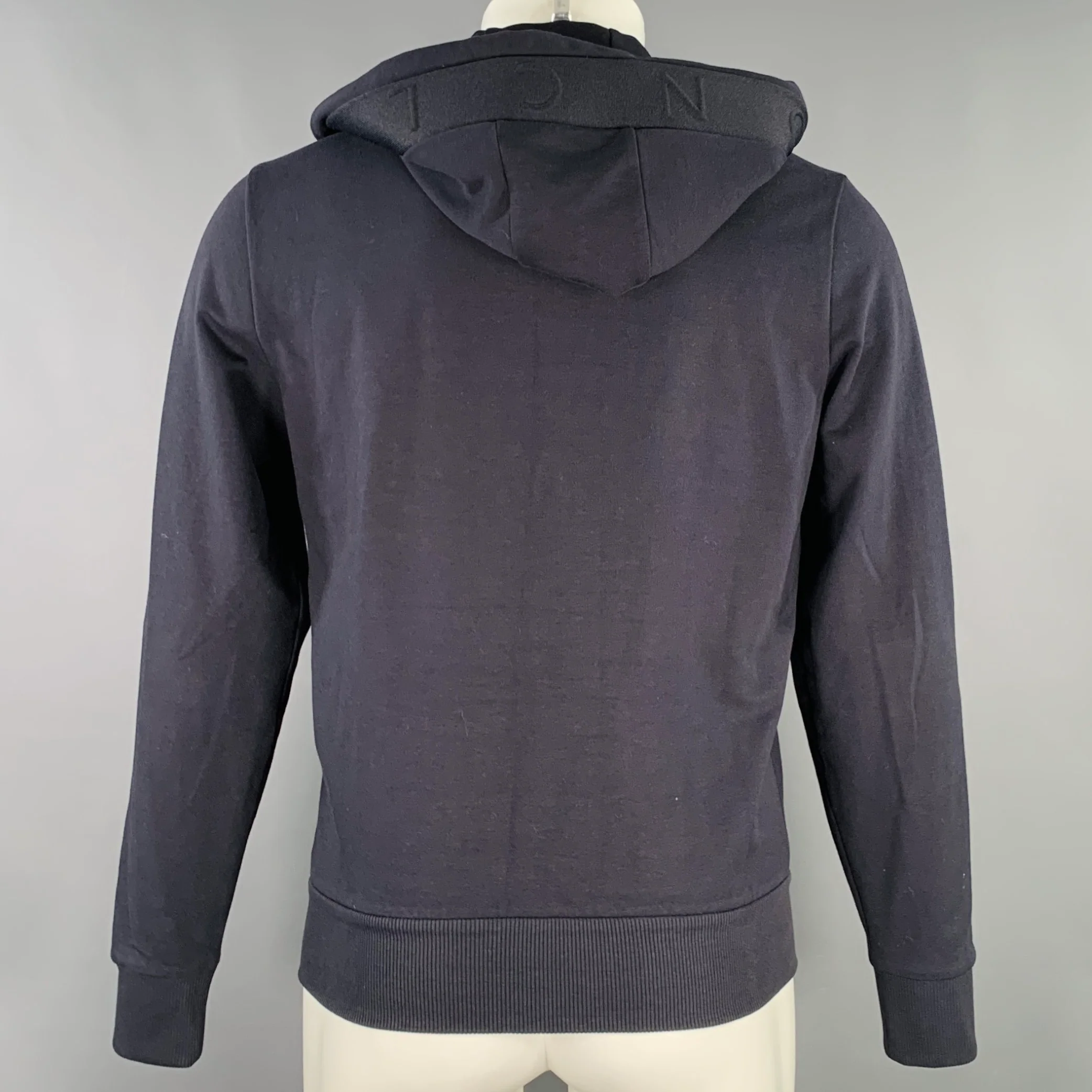 MONCLER Size S Navy Cotton Blend Hooded Jacket - Image 4