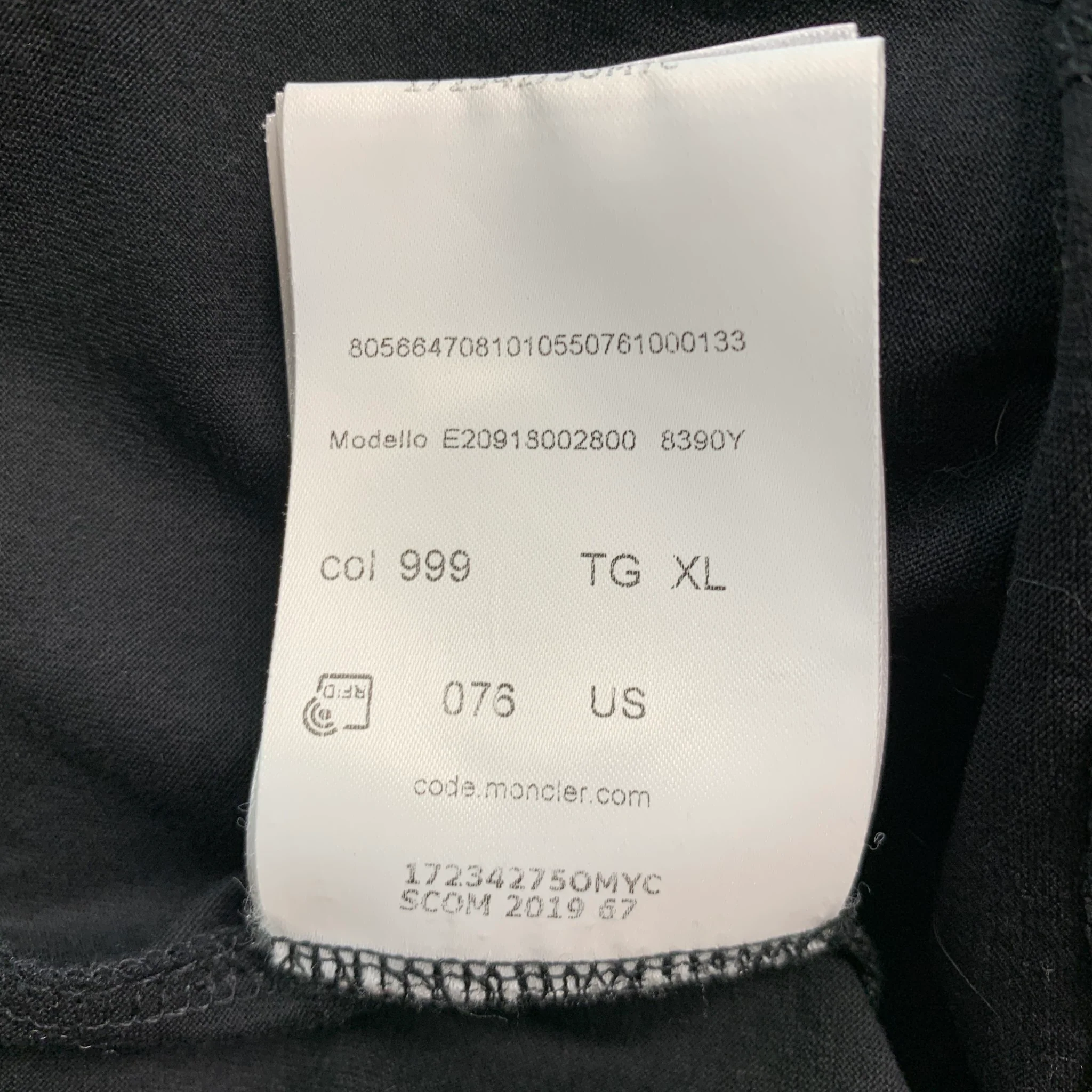 MONCLER Size XL Black Cotton Short Sleeve T-shirt - Image 9