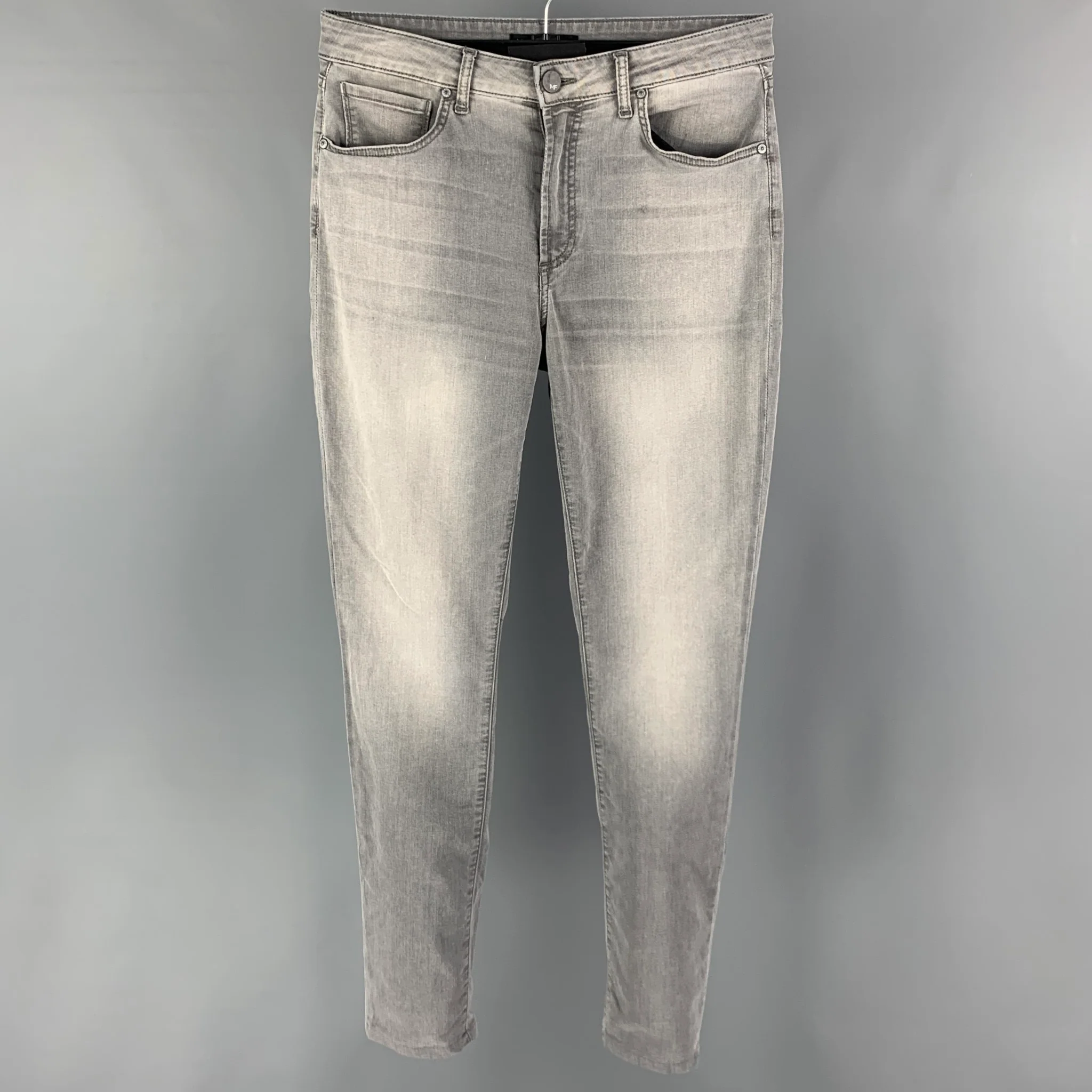 MONFRERE Size 32 Grey Washed Cotton Blend Brando Jeans