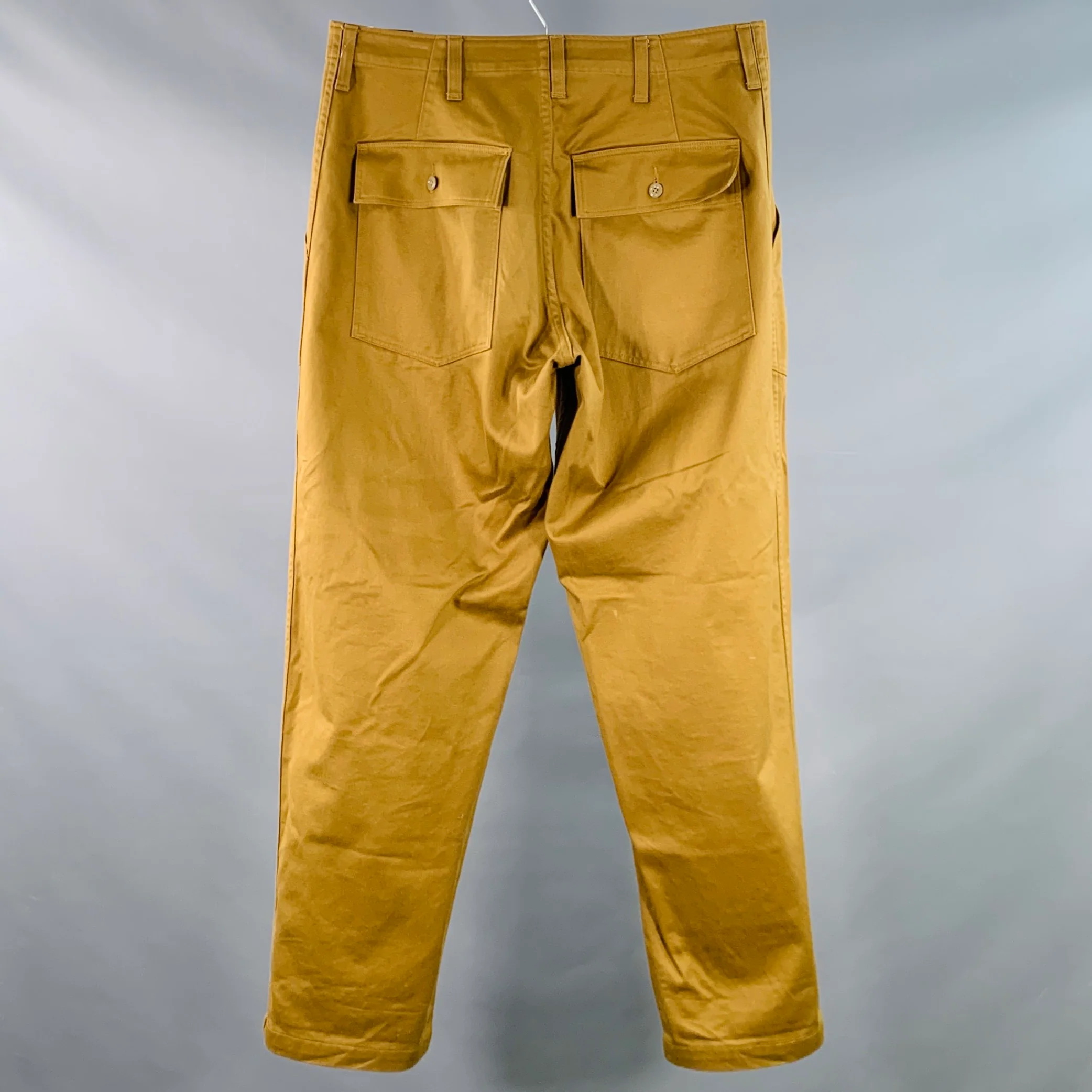 MONITALY Size 34 Tan Cotton Sateen Straight Casual Pants - Image 2